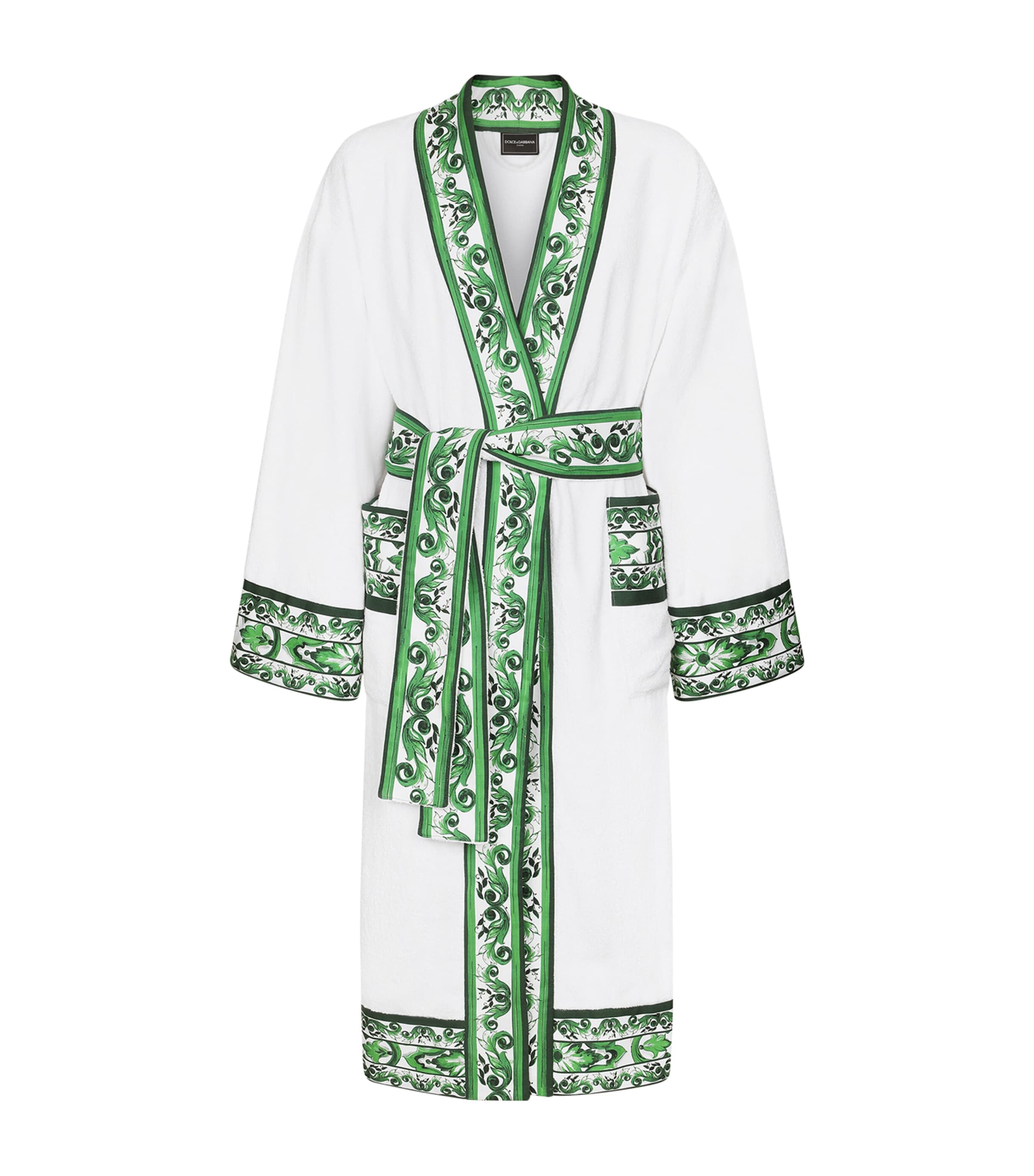 Shop Dolce & Gabbana Casa Cotton Terry Printed Bathrobe