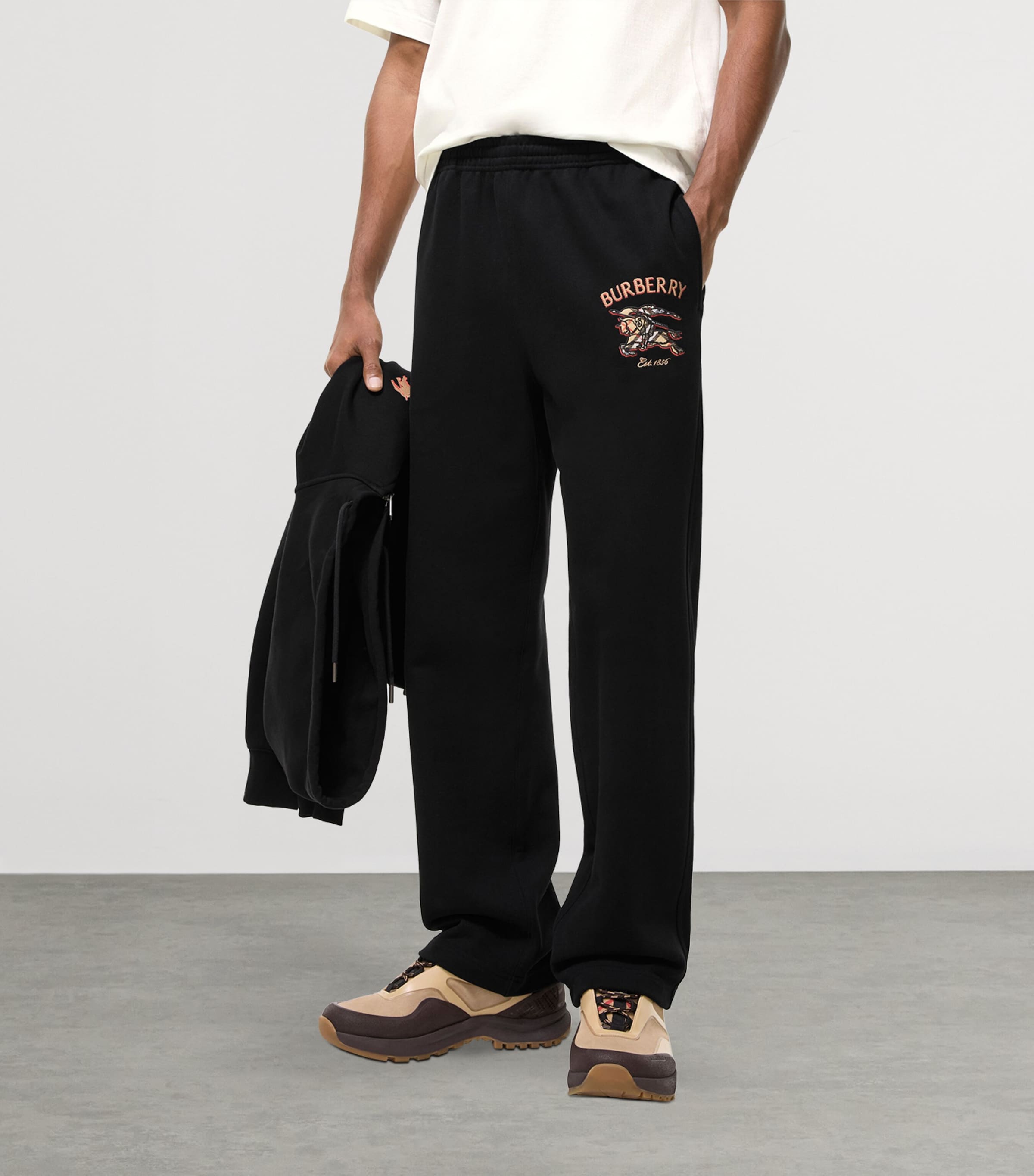 Burberry Mens Cotton EKD Track Pants Black Image 2