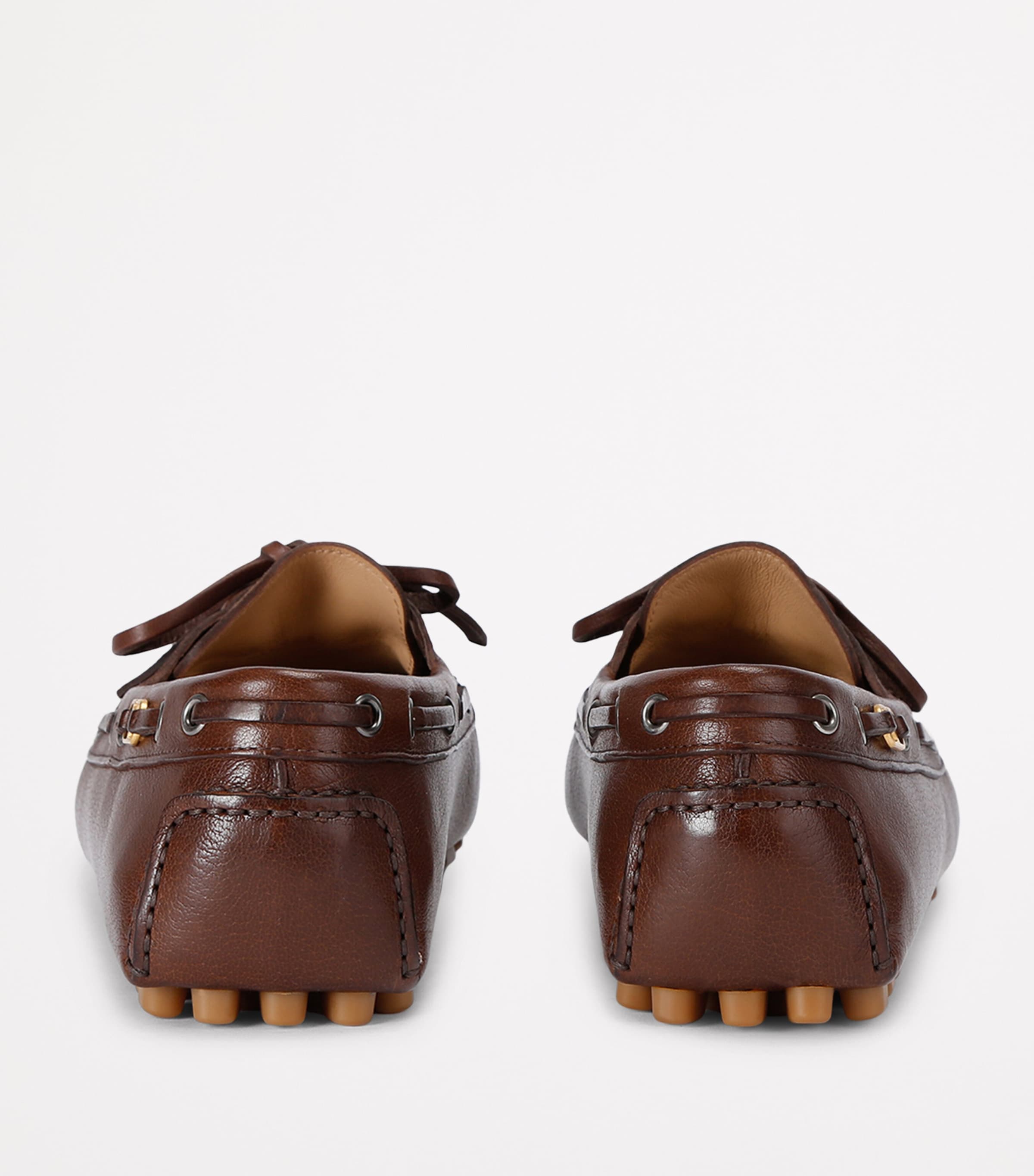 Valentino Garavani Leather VLogo Driving Shoes Dark Brown Image 3