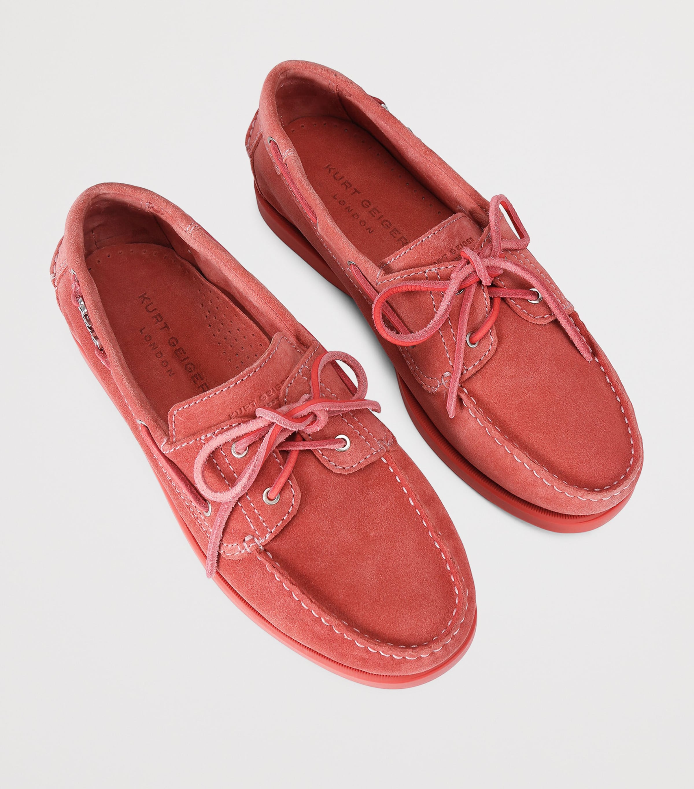 Kurt Geiger London Suede Boat Shoes Peach Image 3