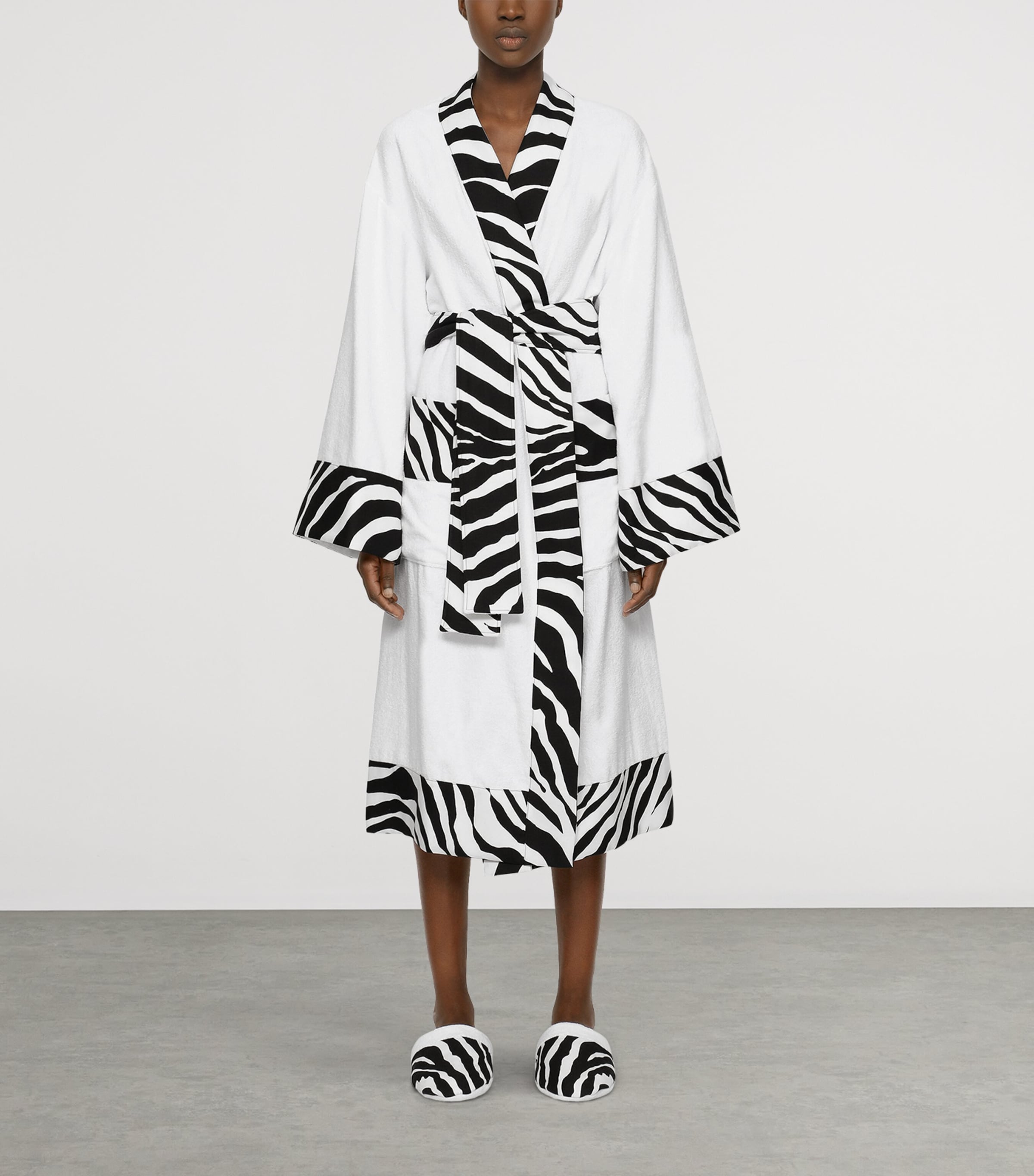 Terry Cotton Zebra Print Robe UZ024 BIANCO ZEBRA Image 3
