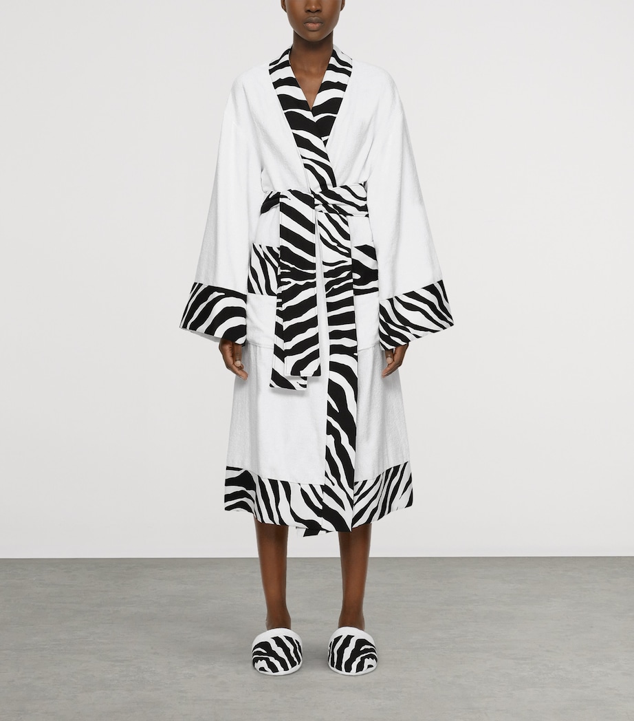 Terry Cotton Zebra Print Robe UZ024 BIANCO ZEBRA Image 3