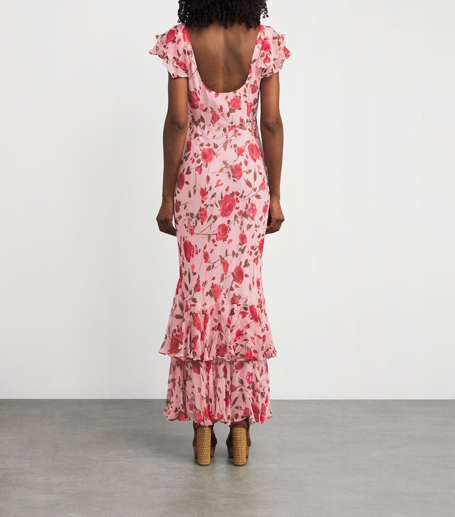 Chiffon Floral Ordinia Maxi Dress CLAUDIA ROSE PINK Image 3