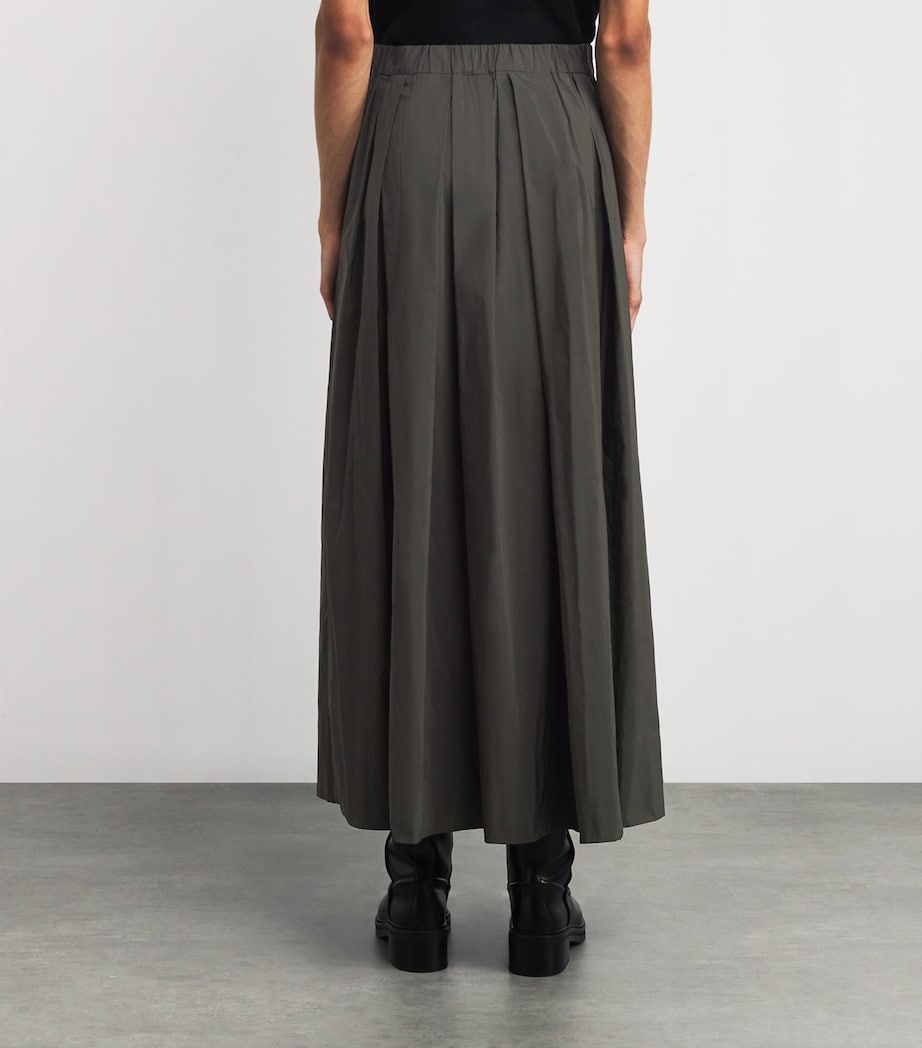 Cotton-Blend Pleated Midi Skirt GREEN Image 4