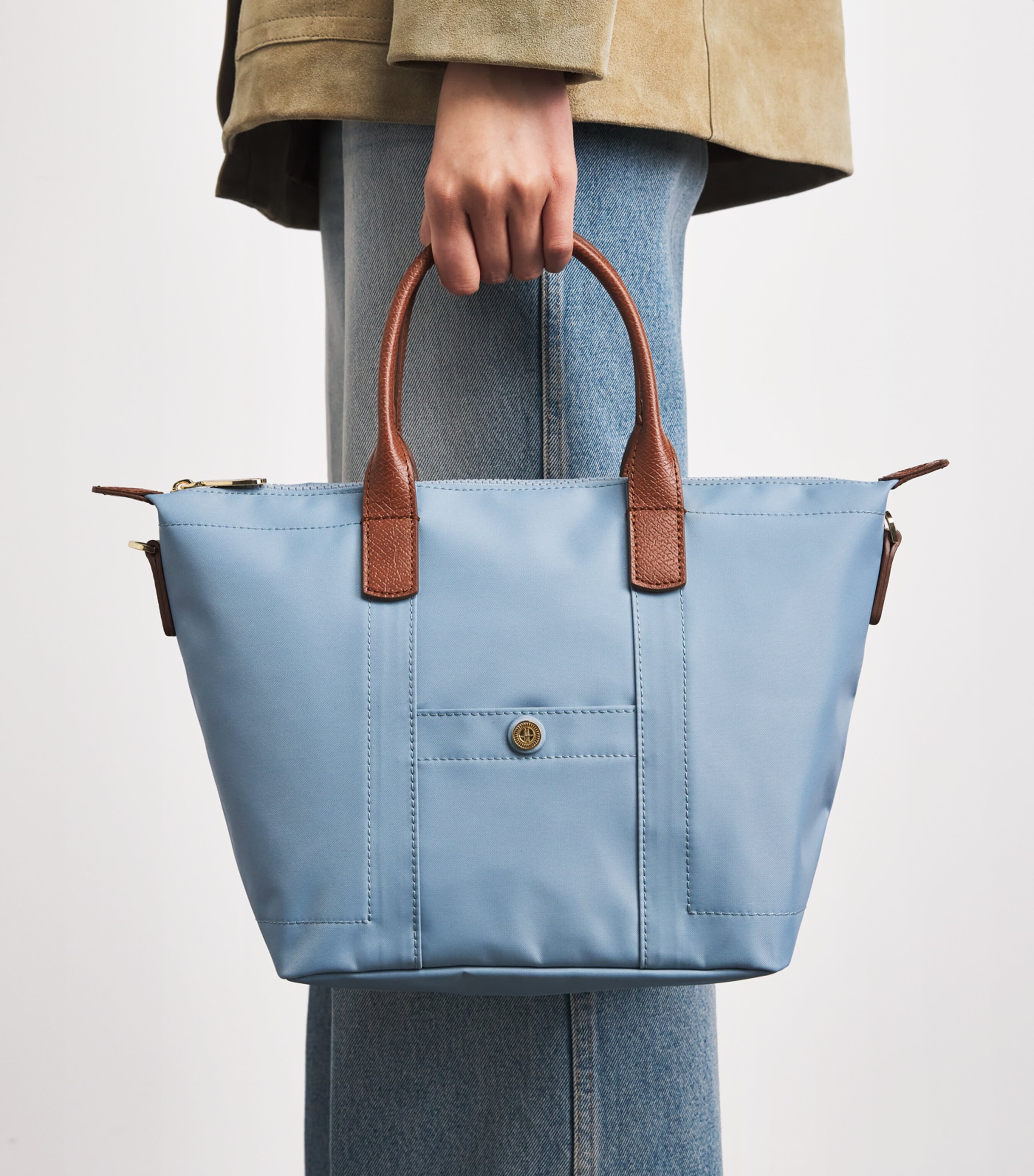 Harrods Grab Nylon Tote Bag Blue Image 2