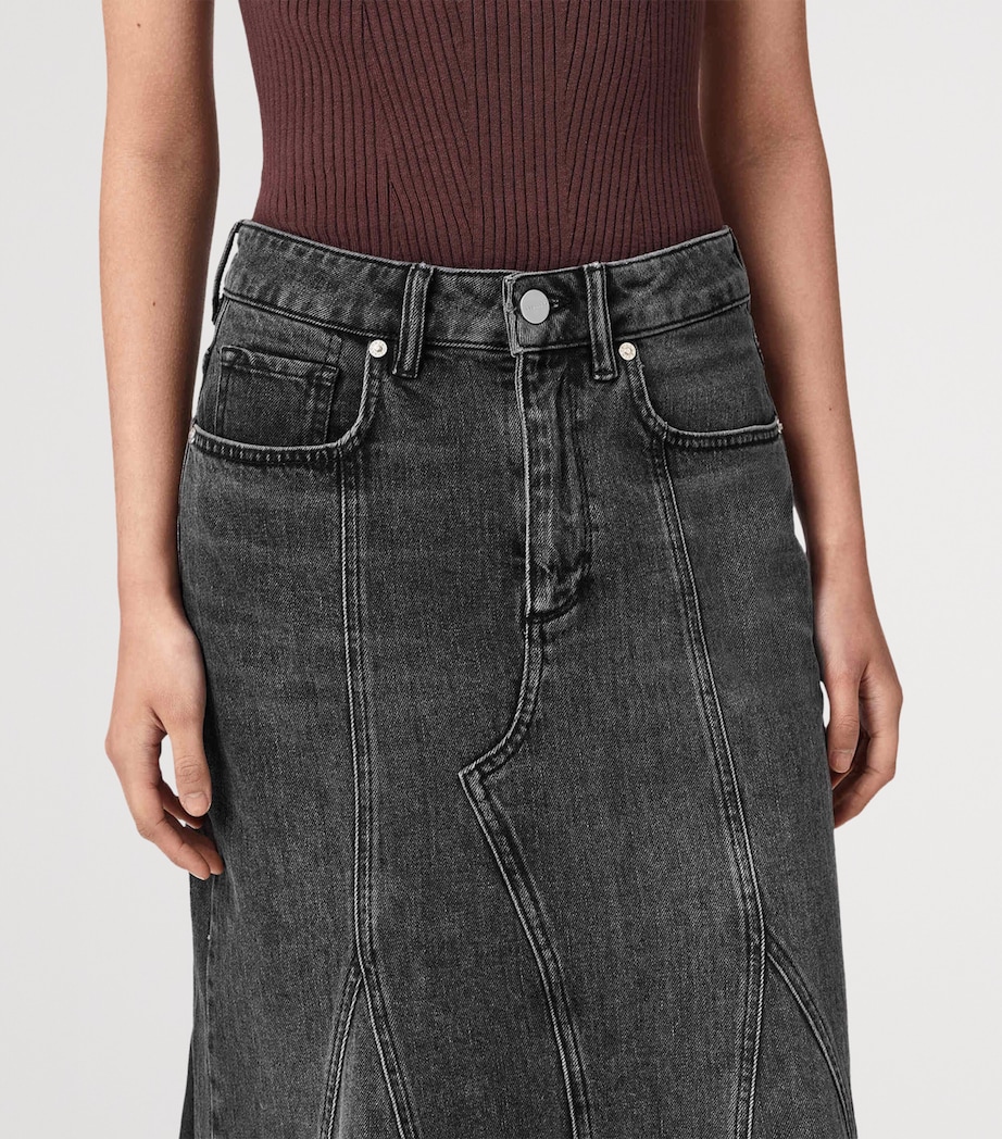 AllSaints Womens Denim Alma Maxi Skirt Washed Black Image 5