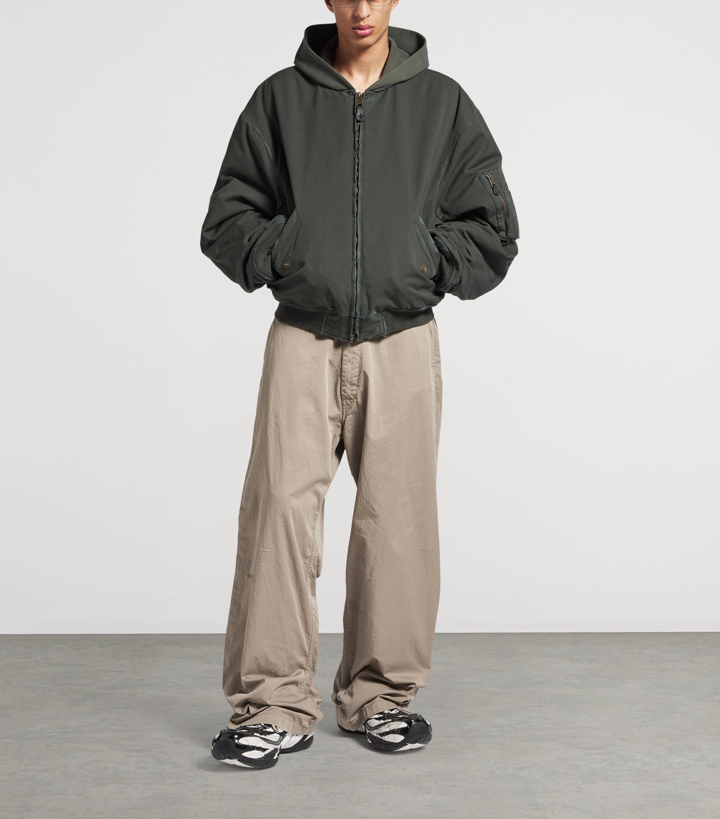 Cotton-Blend Hooded Bomber Jacket 1140 Image 2