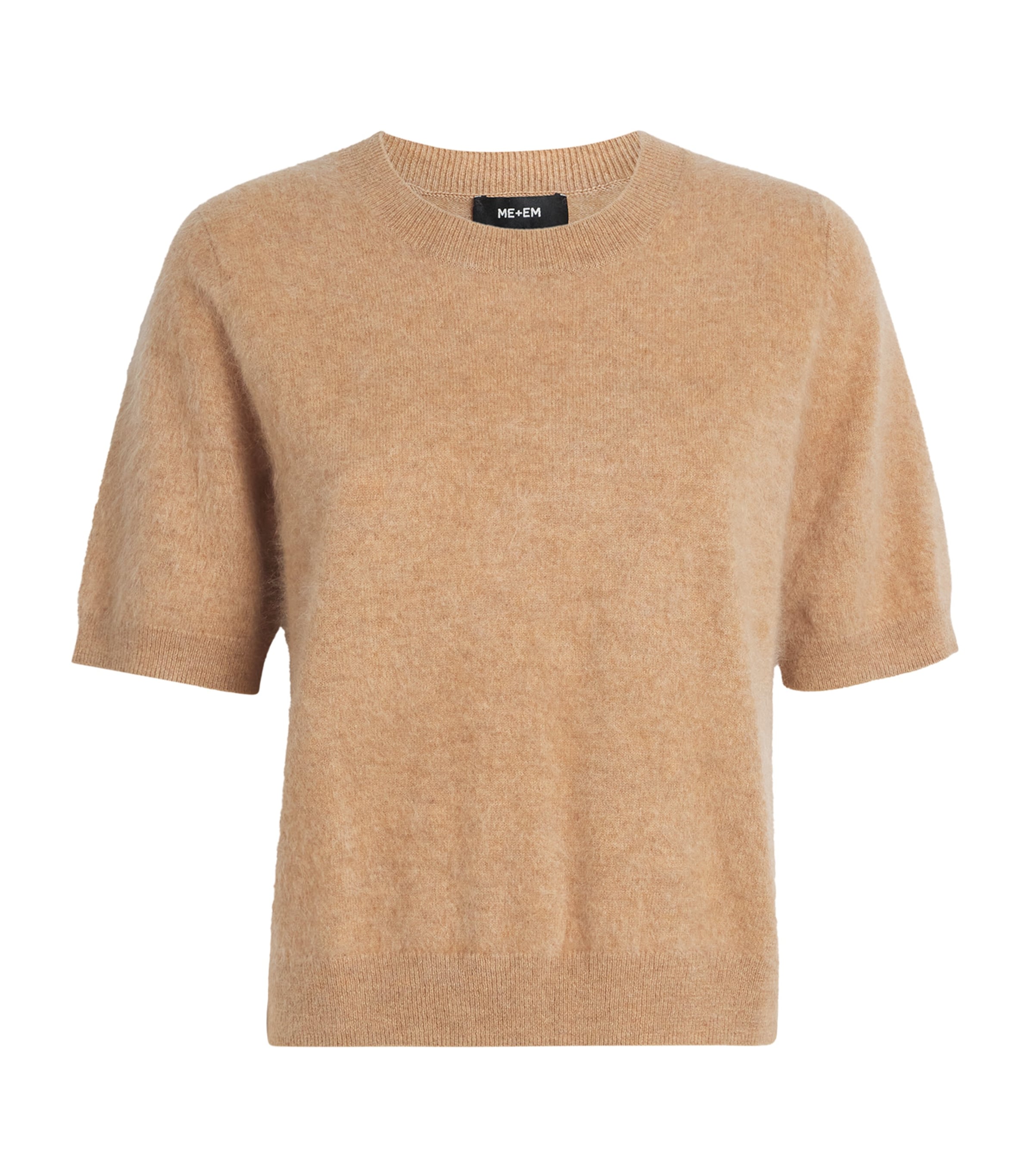 Me+em Cashmere Brushed Knit T-shirt In Brown