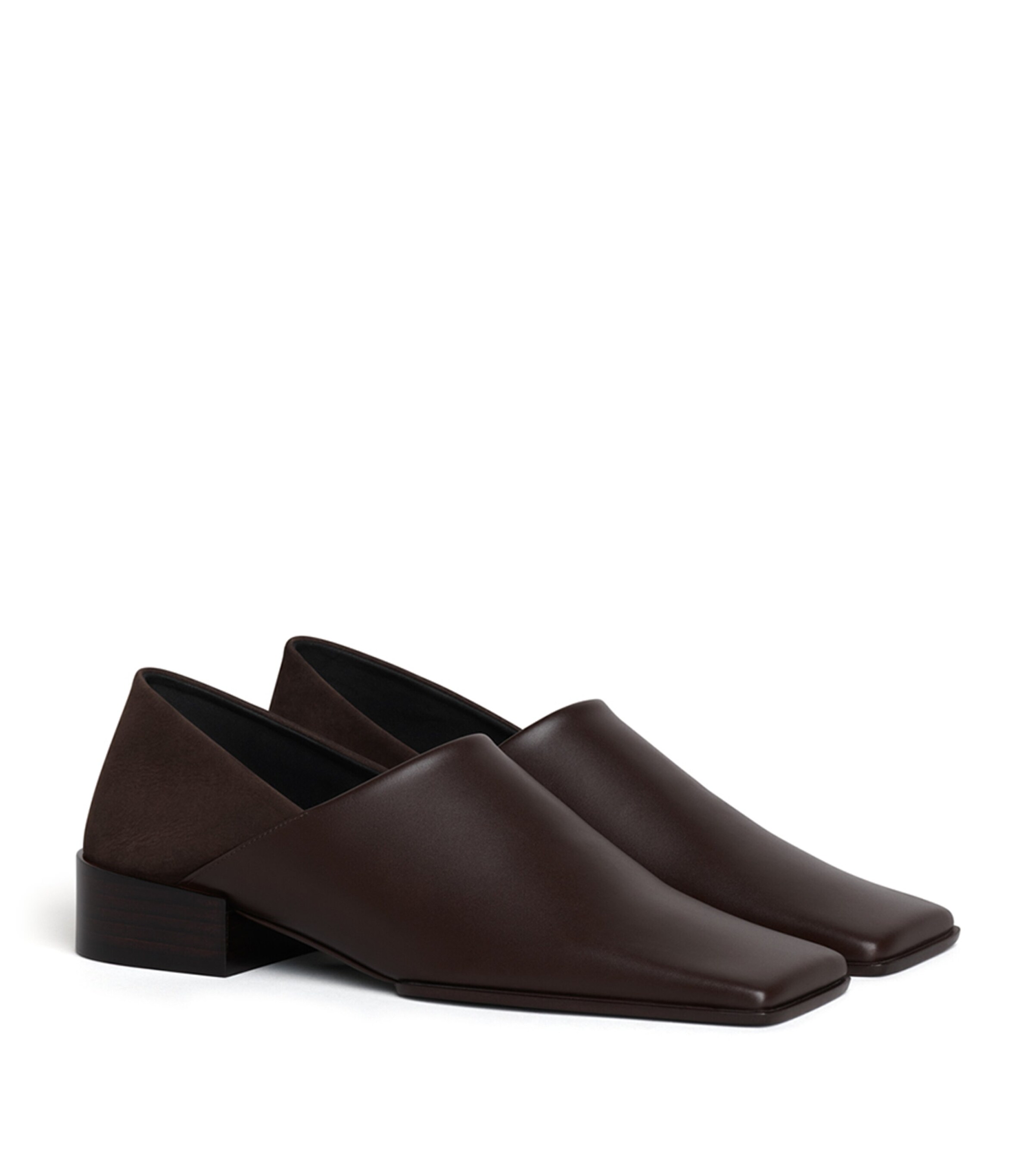 Alaïa Leather-Suede Square-Toe Loafers Marron Fonce Image 2