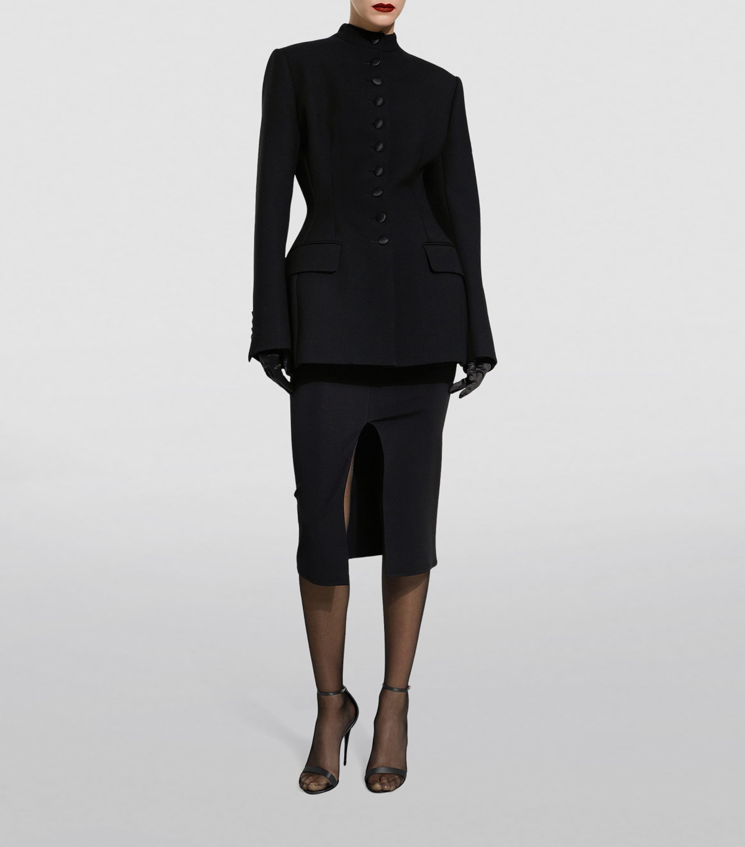 Pencil Midi Skirt N0000-BLACK Image 2