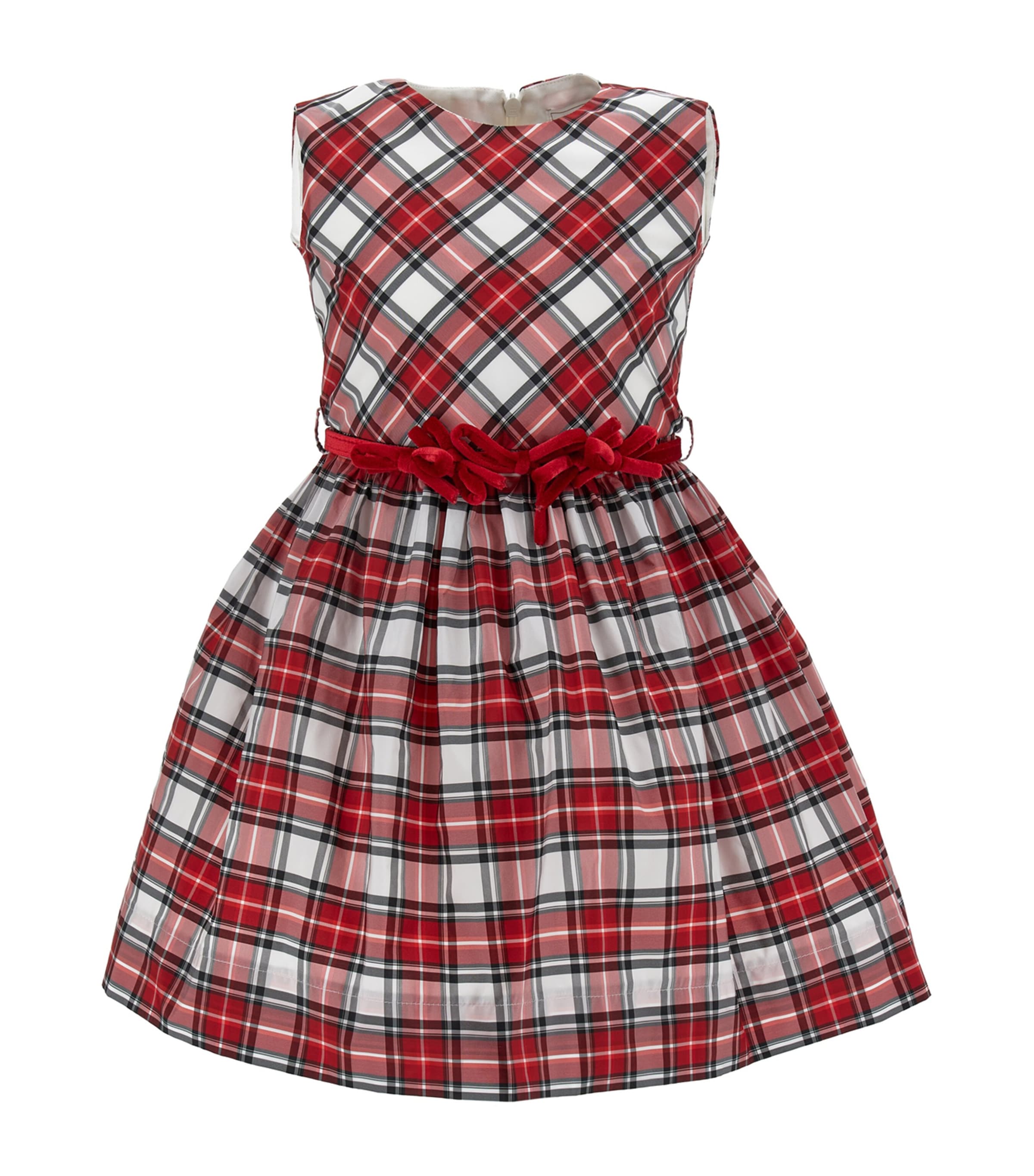 MONNALISA TAFFETA TARTAN PINAFORE DRESS 