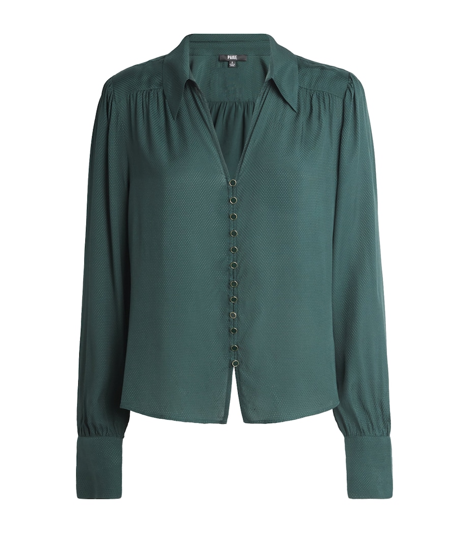 Collared Long-Sleeve Blouse DEEP EMERALD Image 1