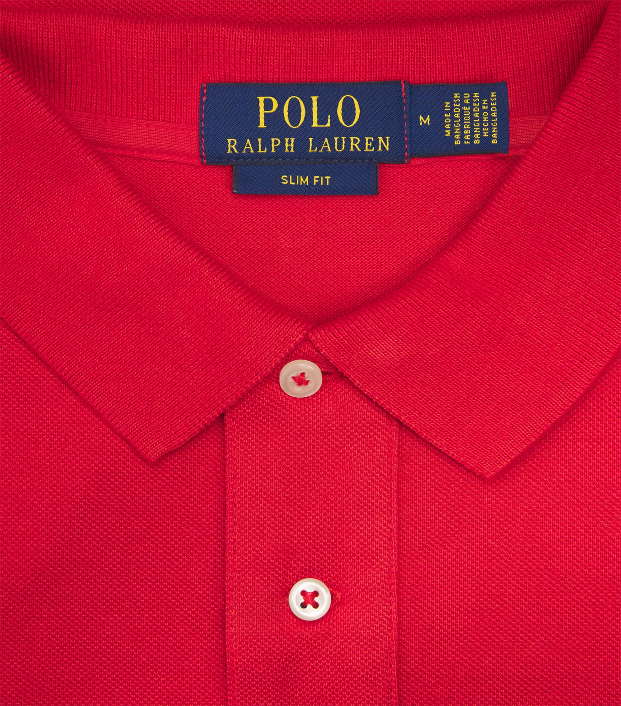 Polo Ralph Lauren Mens Cotton Mesh Slim-Fit Polo Shirt Red Image 5