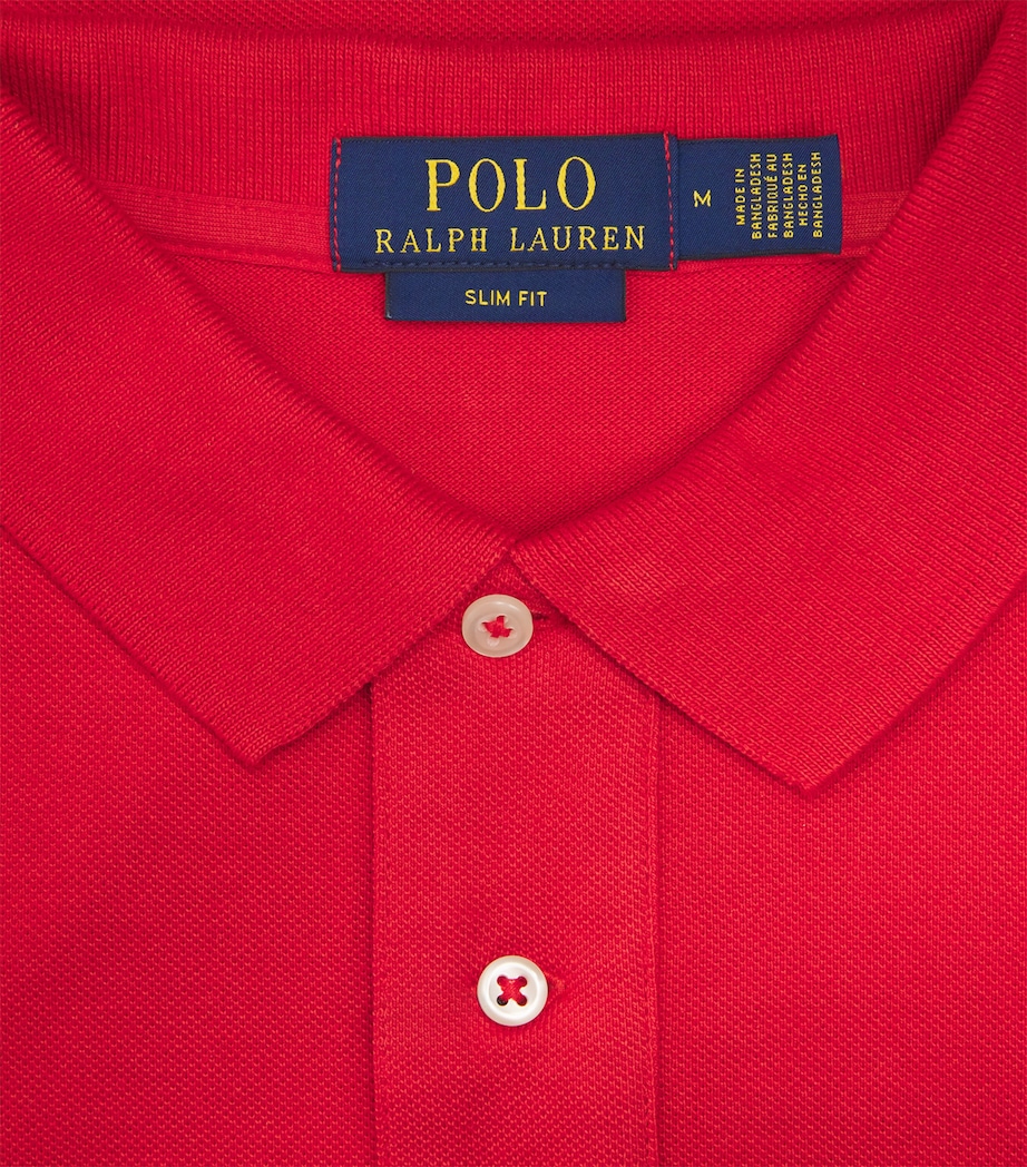 Polo Ralph Lauren Mens Cotton Mesh Slim-Fit Polo Shirt Red Image 5