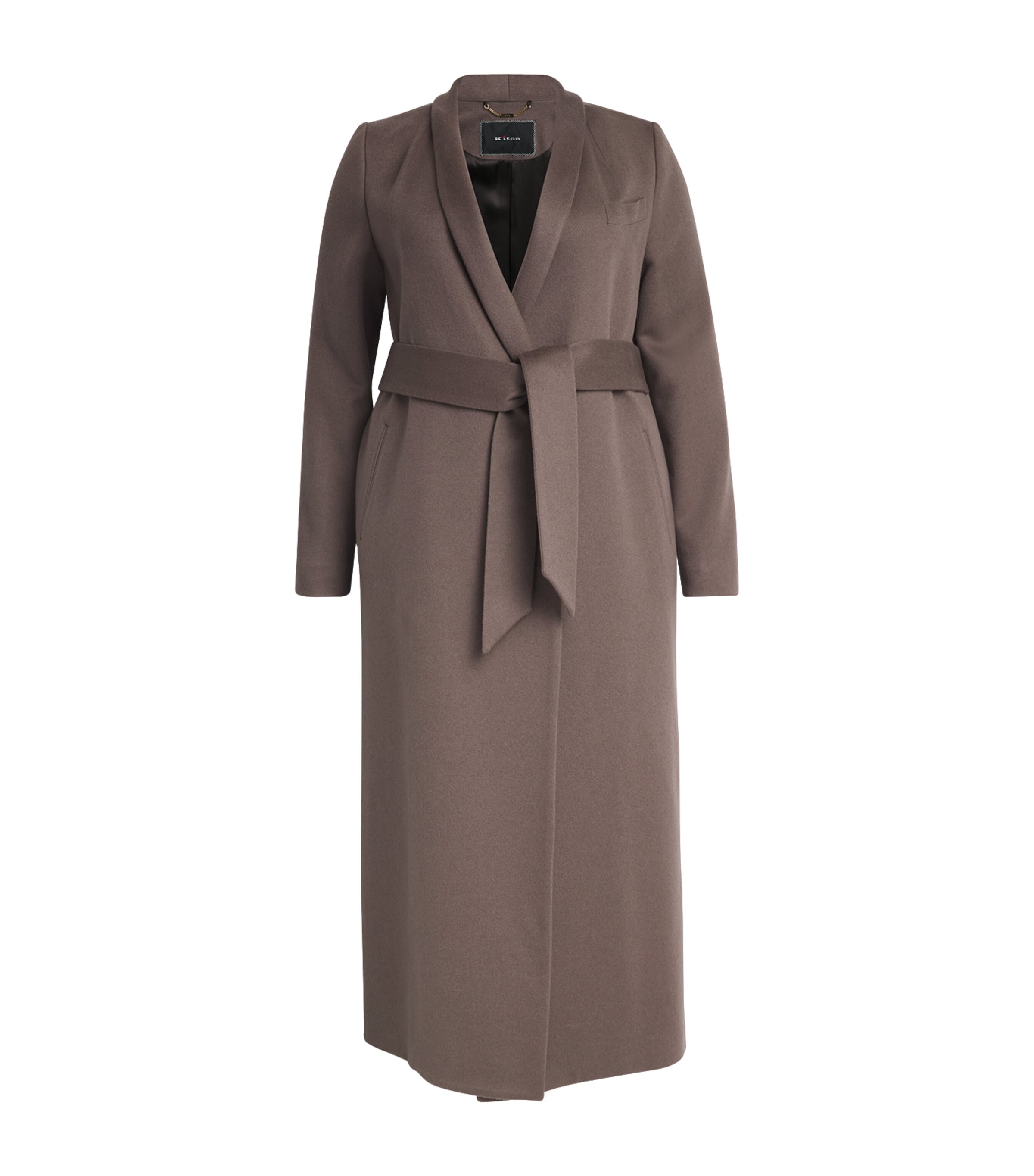 Shop Kiton Cashmere-mink-silk Coat In Brown