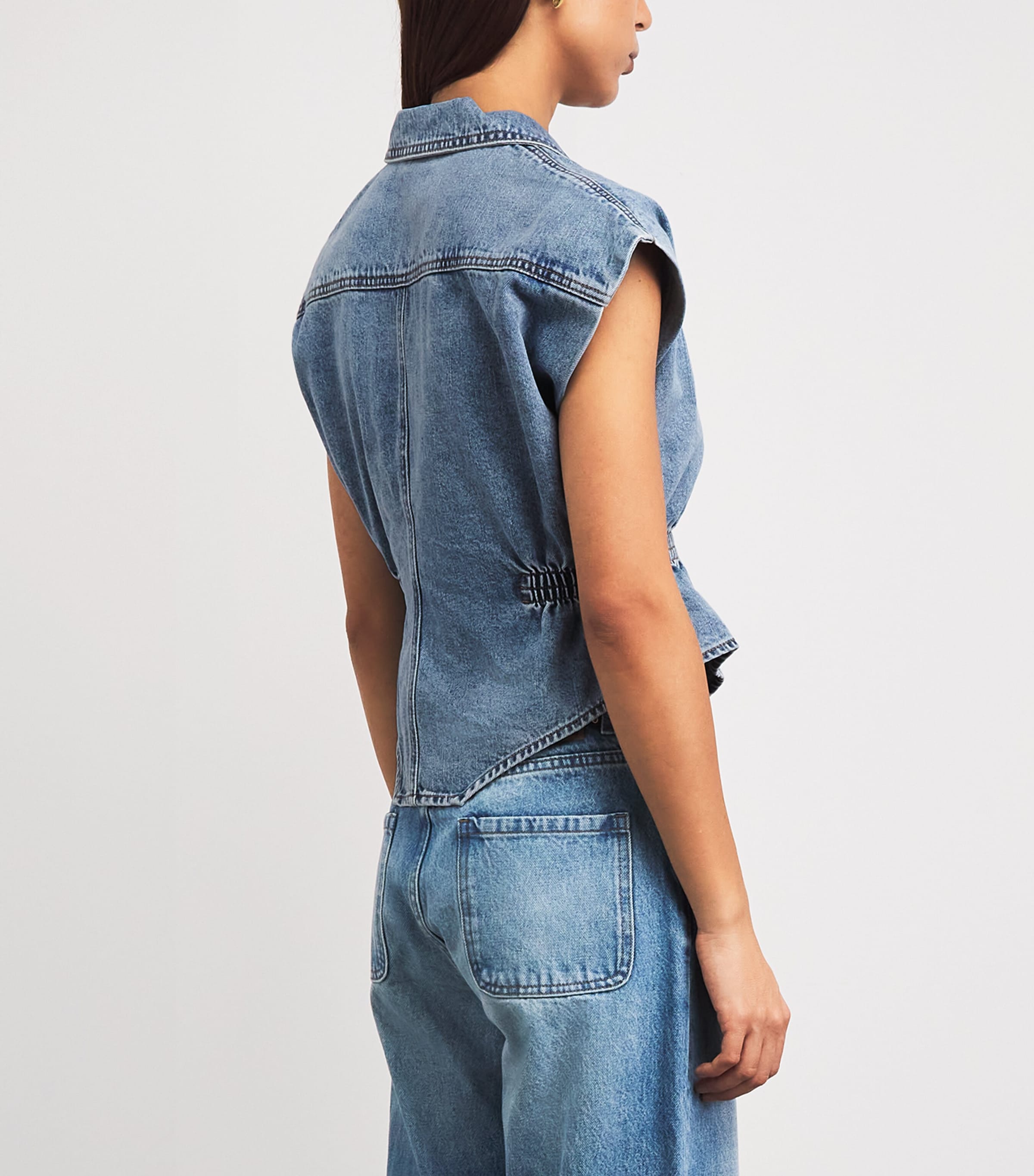 Sandro Paris Womens Denim Sleeveless Top Blue Jean Image 5