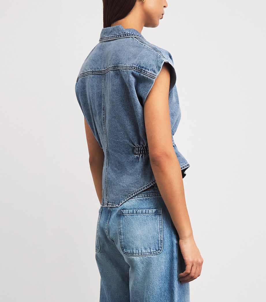 Sandro Paris Womens Denim Sleeveless Top Blue Jean Image 5