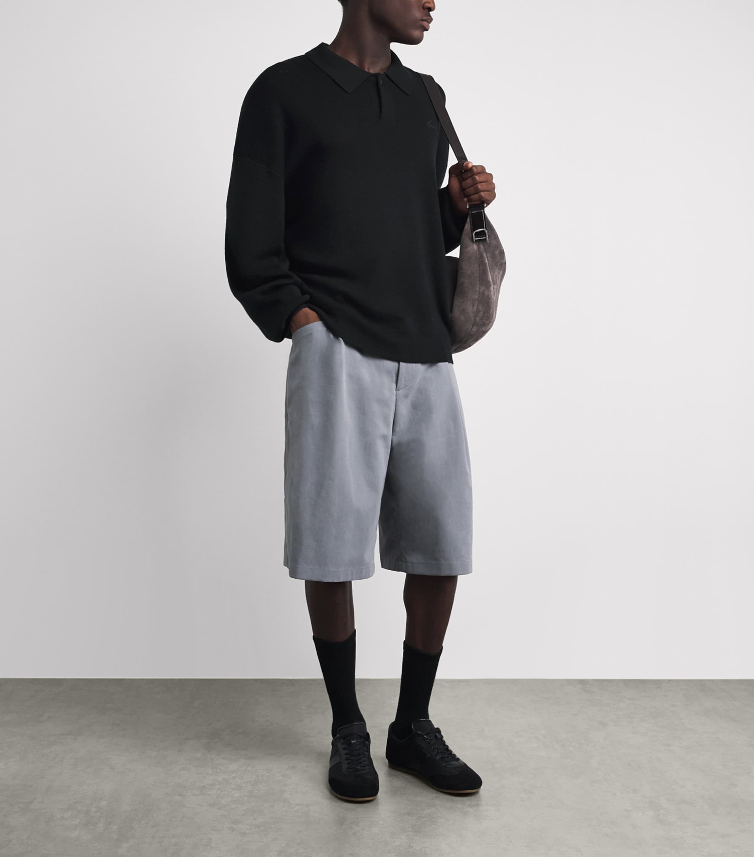 FEAR OF GOD ESSENTIALS Mens Knitted Signature Polo Sweater Vintage Black Image 2