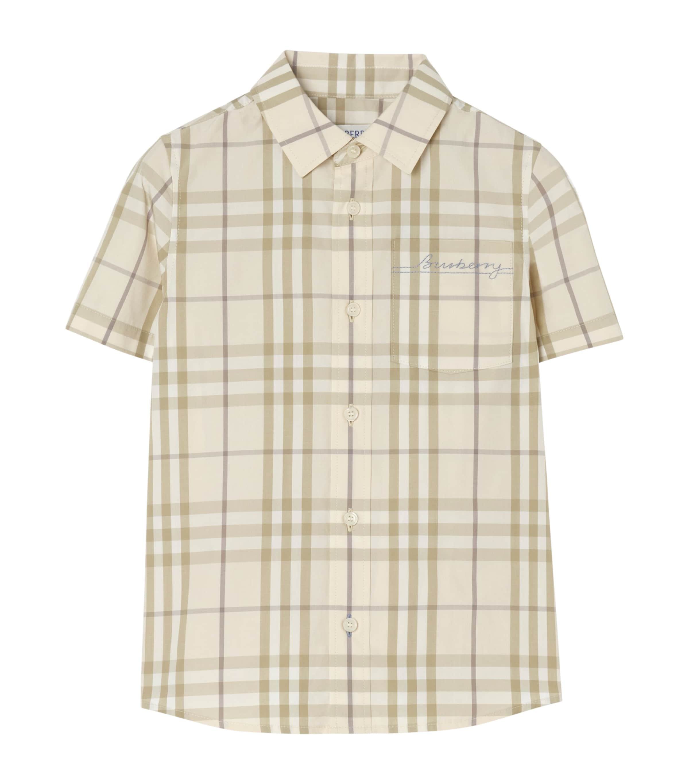 Burberry Kids Cotton Check Short-Sleeve Shirt (14 Years) Sesame Beige Ip Chk Image 1