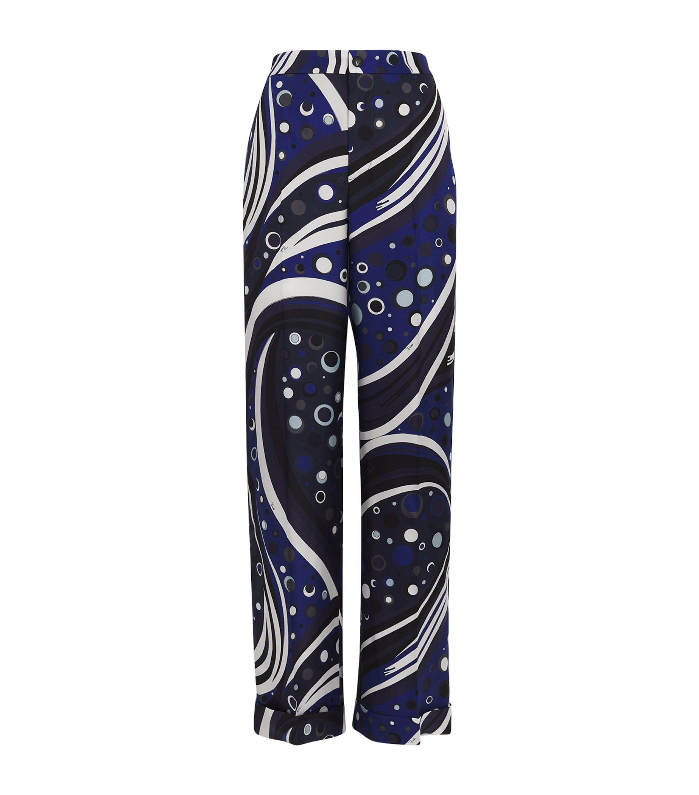 Pucci Silk Fontane Wide-leg Trousers In Blue