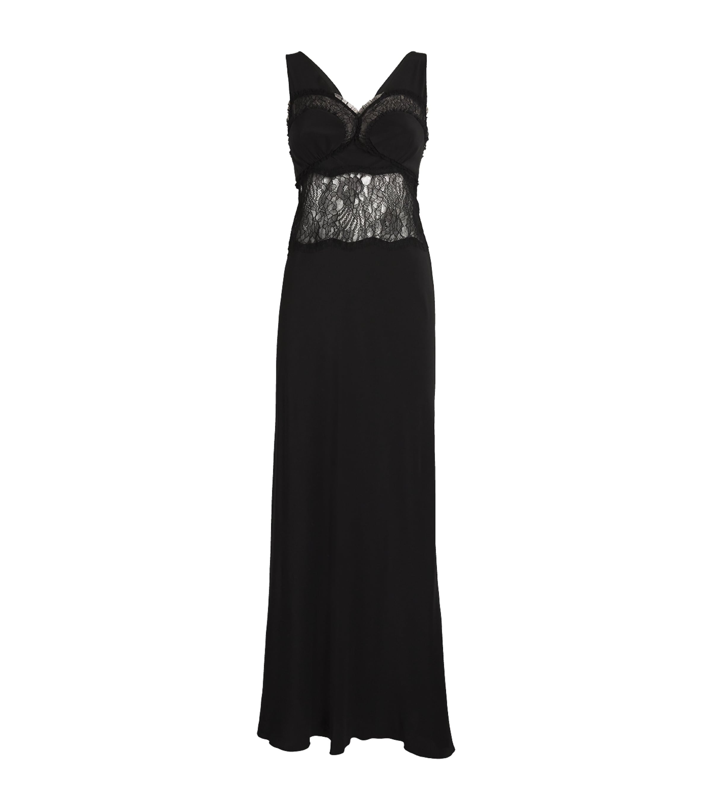 Shop Victoria Beckham Silk Lace-panelled Midi Dress In Black