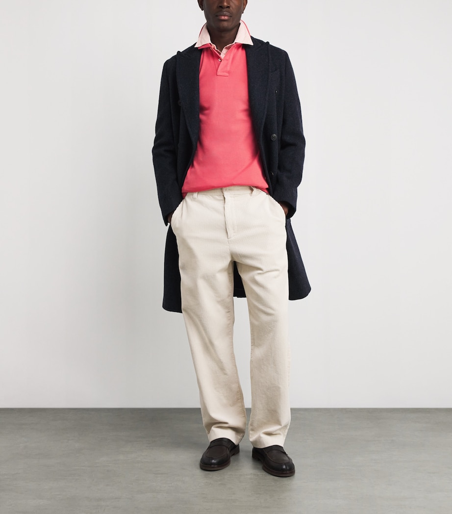 Cotton Mesh Slim-Fit Polo Shirt RED SKY Image 2