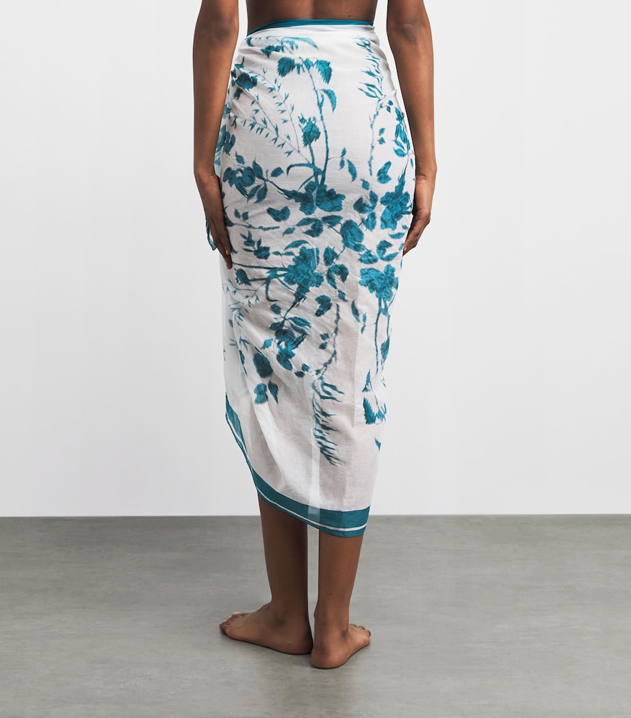 Erdem Womens Cotton Voile Printed Pareo Wld Frn Btncl Drm Bl Image 5