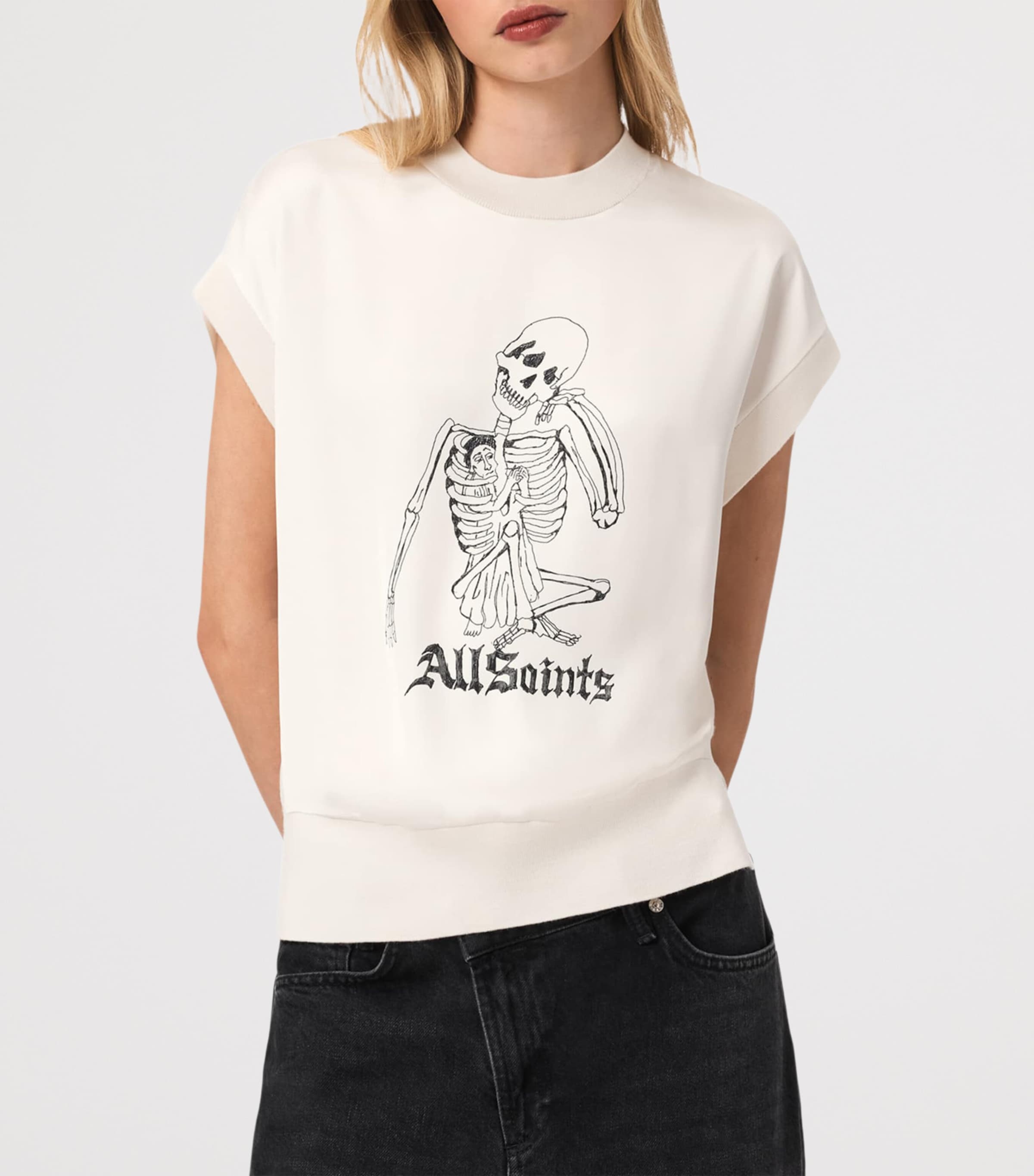 AllSaints Womens Printed Terra T-Shirt Chalk White Image 6