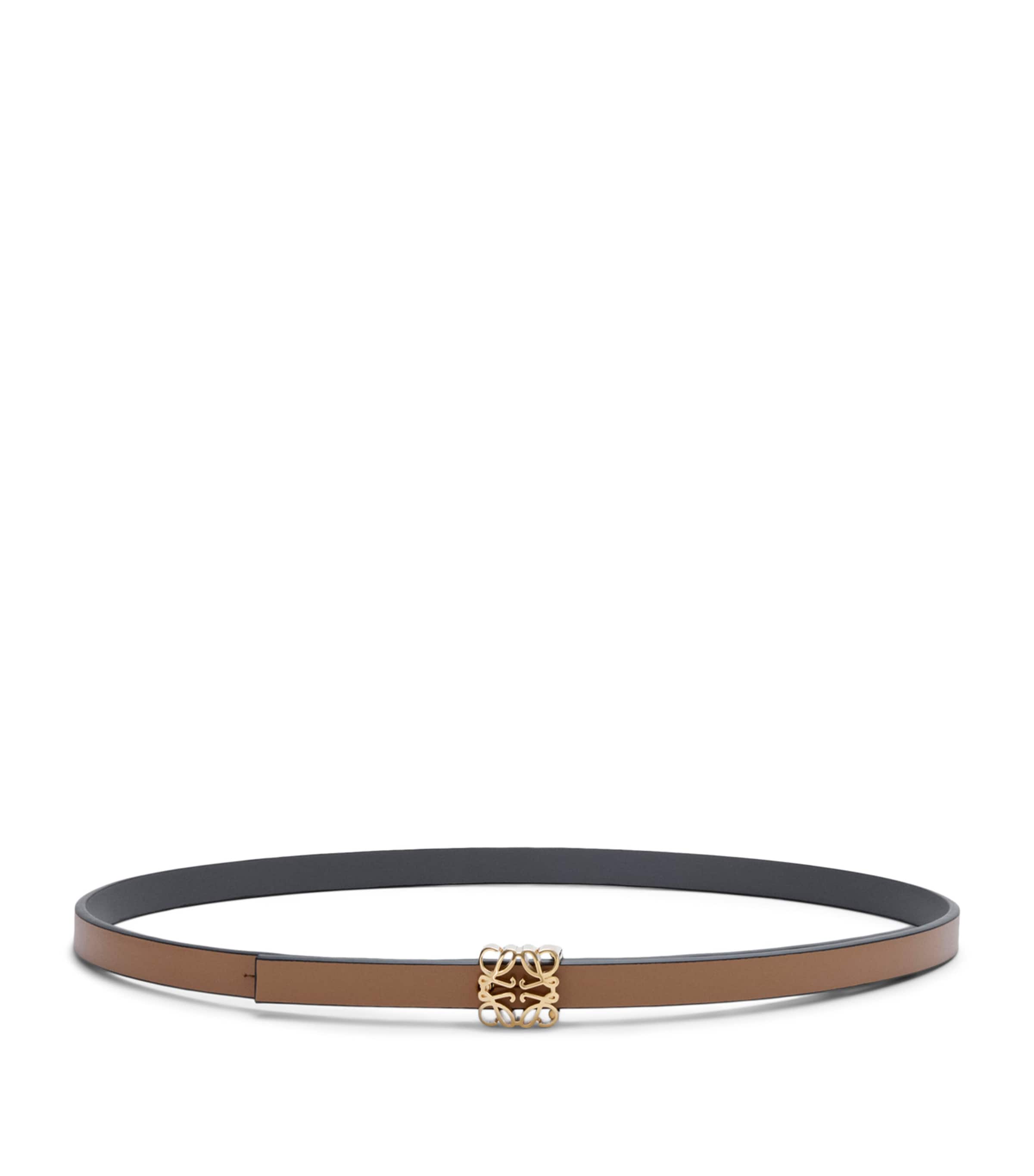 LOEWE Brown Leather Reversible Bombe Anagram Belt | Harrods US
