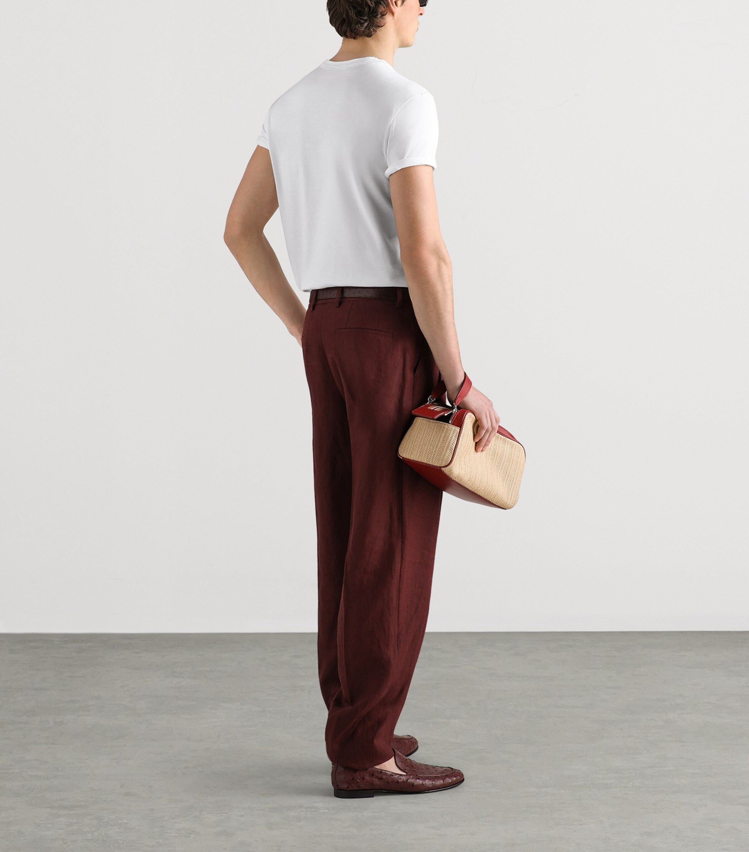 Dolce&Gabbana Mens Linen Pleated Trousers Brown Dark Vio Image 3