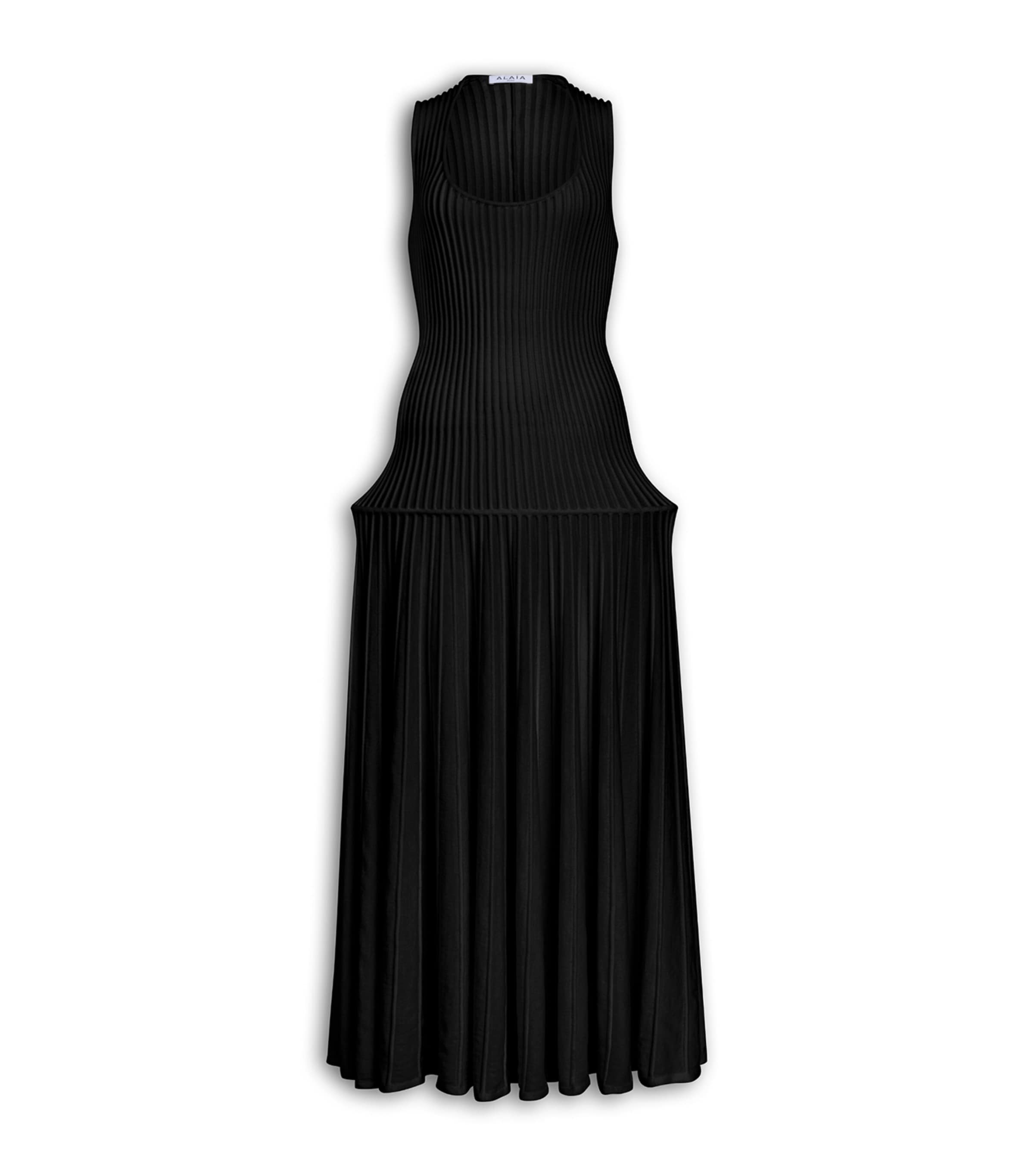 Alaïa Womens Wool-Blend Crinoline Midi Dress Noir Alaia Image 1