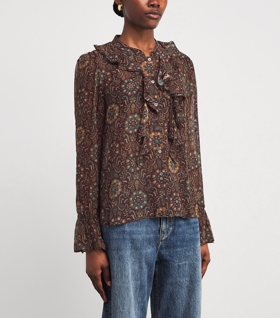 Silk Printed Claude Blouse DARK CHOCOLATE MULTI Image 3