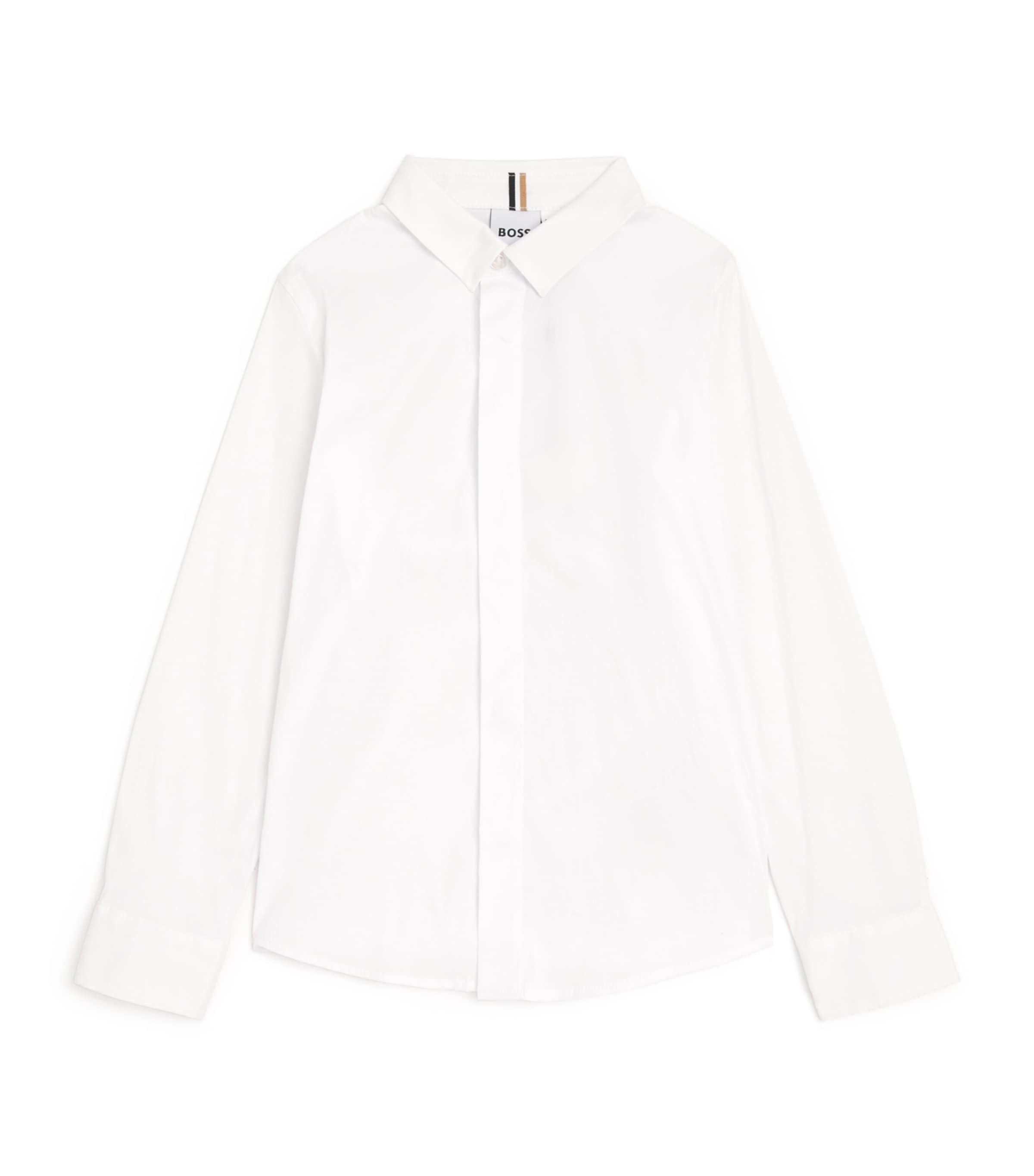 Cotton-Blend Concealed-Placket Shirt (4-16 Years) 10PWHITE Image 1