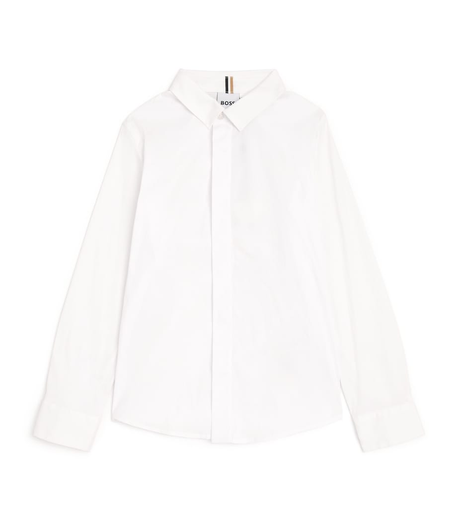 Cotton-Blend Concealed-Placket Shirt (4-16 Years) 10PWHITE Image 1