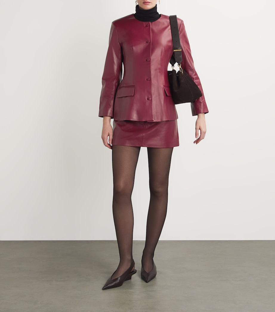 Leather Padded Blazer DEEP RED Image 2