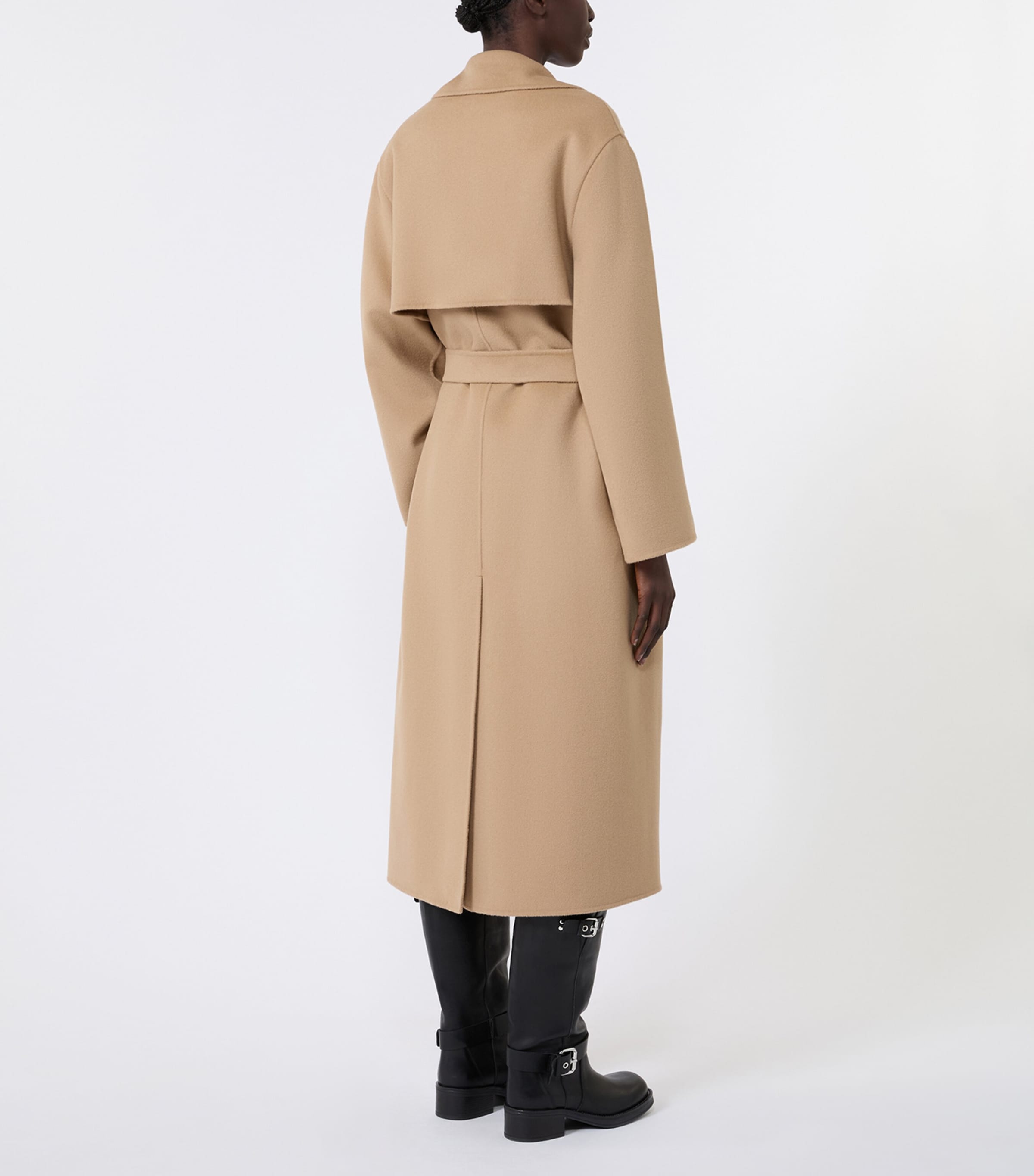 Weekend Max Mara Womens Wool-Blend Belted Coat Camel Image 3