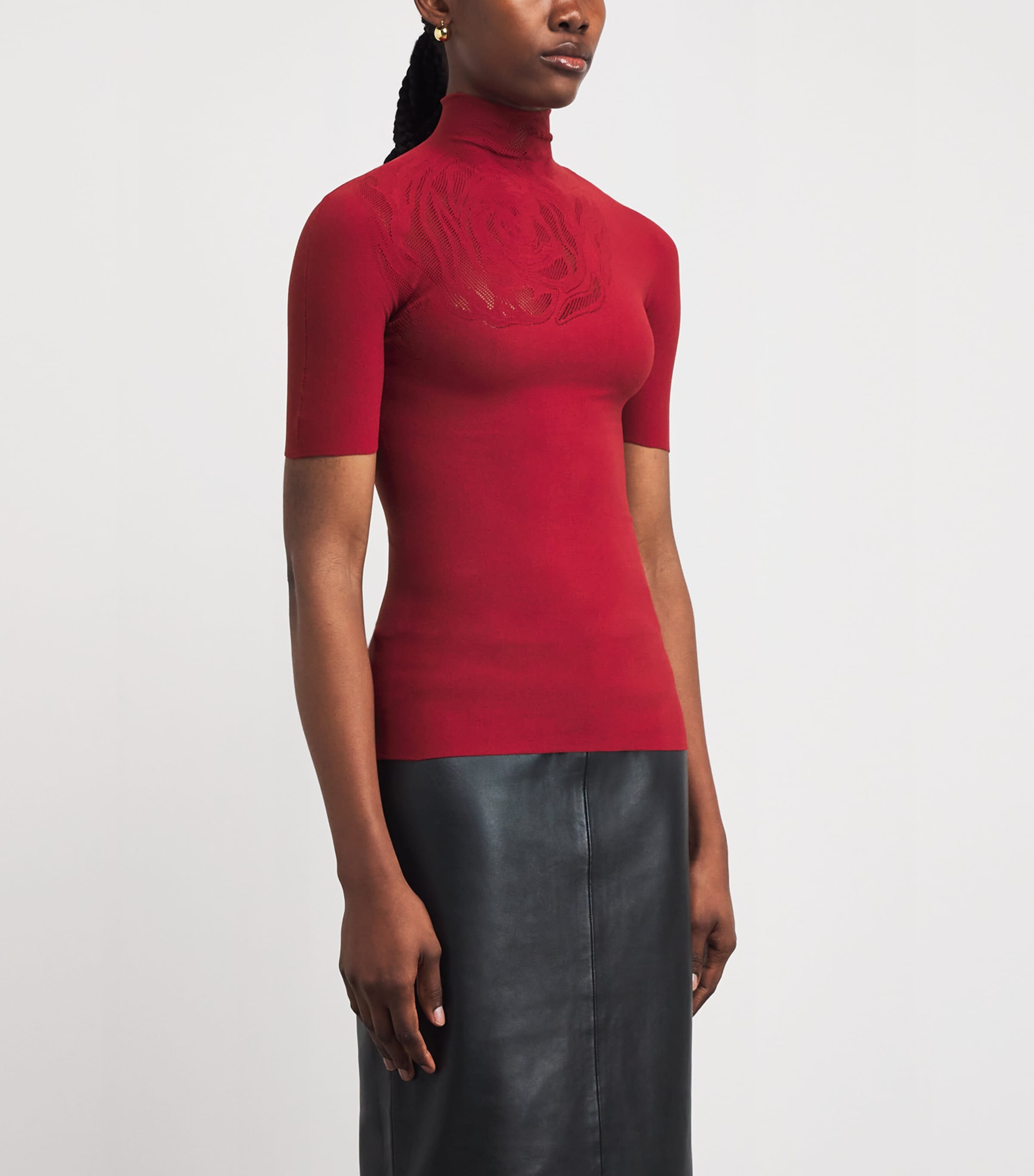 Rose Mock-Neck Top 3244 CRIMSON Image 3