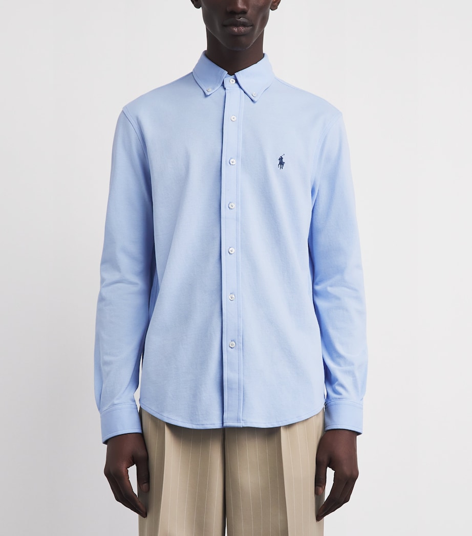 Polo Ralph Lauren Mens Cotton Featherweight Mesh Shirt Pebble Image 4