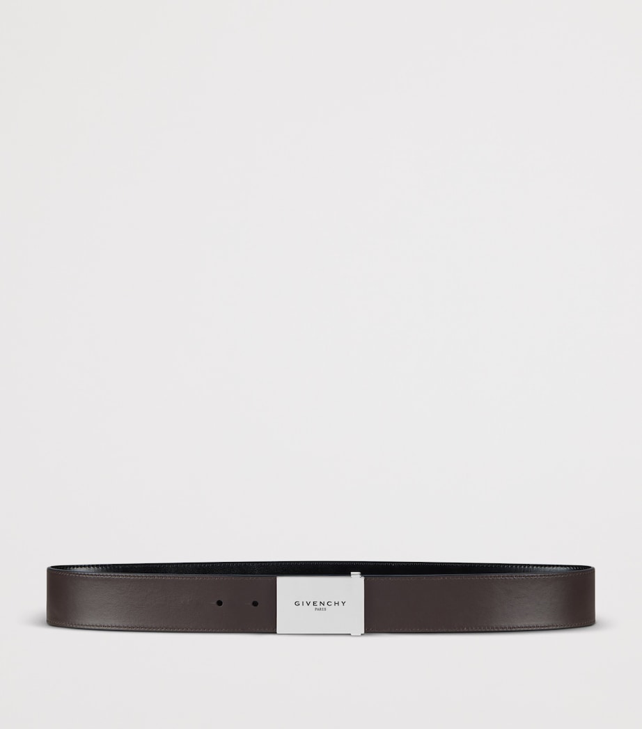 Leather Reversible Label Belt BLACK/GREY Image 2