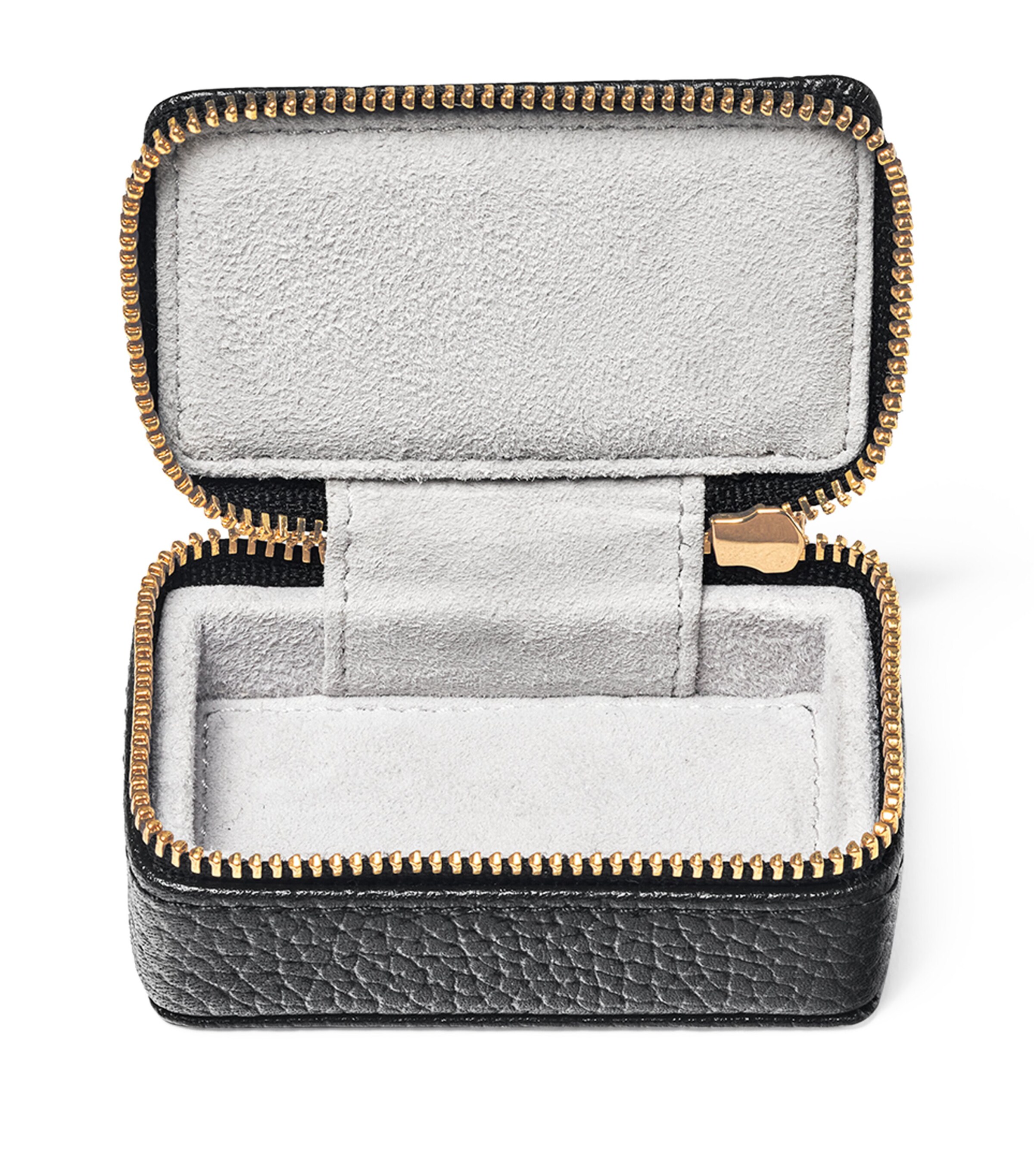 Small Leather Travel Jewellery Box BLACK Image 4