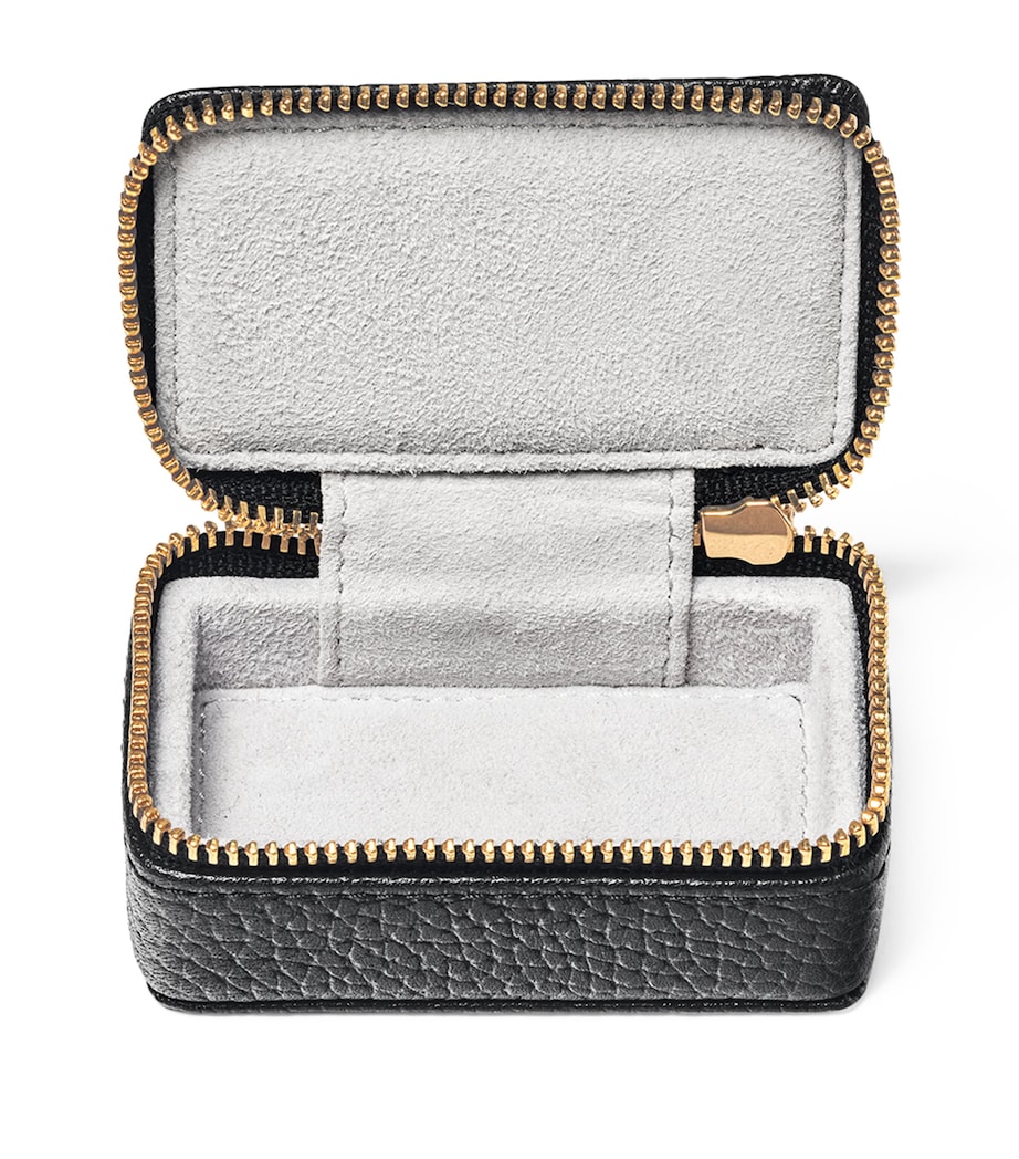 Small Leather Travel Jewellery Box BLACK Image 4