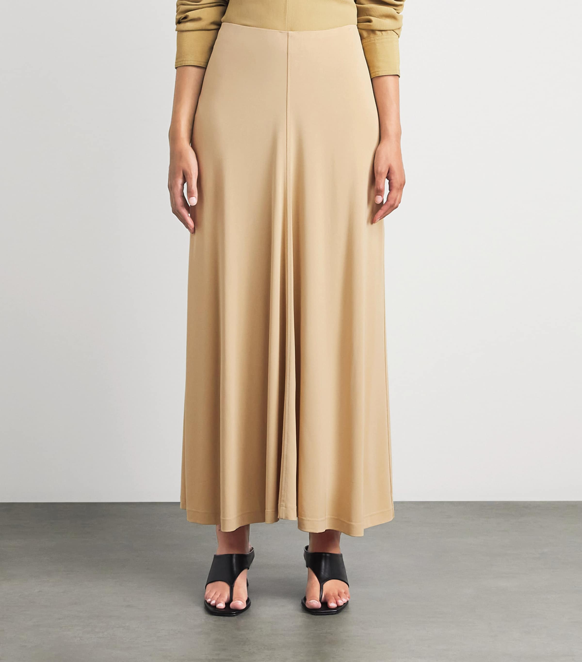 Toteme Womens Jersey Flared Maxi Skirt Chai Image 4