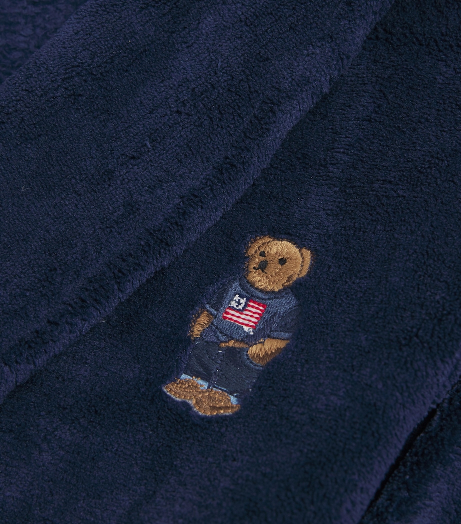 Embroidered Polo Bear Robe (6-14 Years) BCV NEWPORT NAVY Image 3