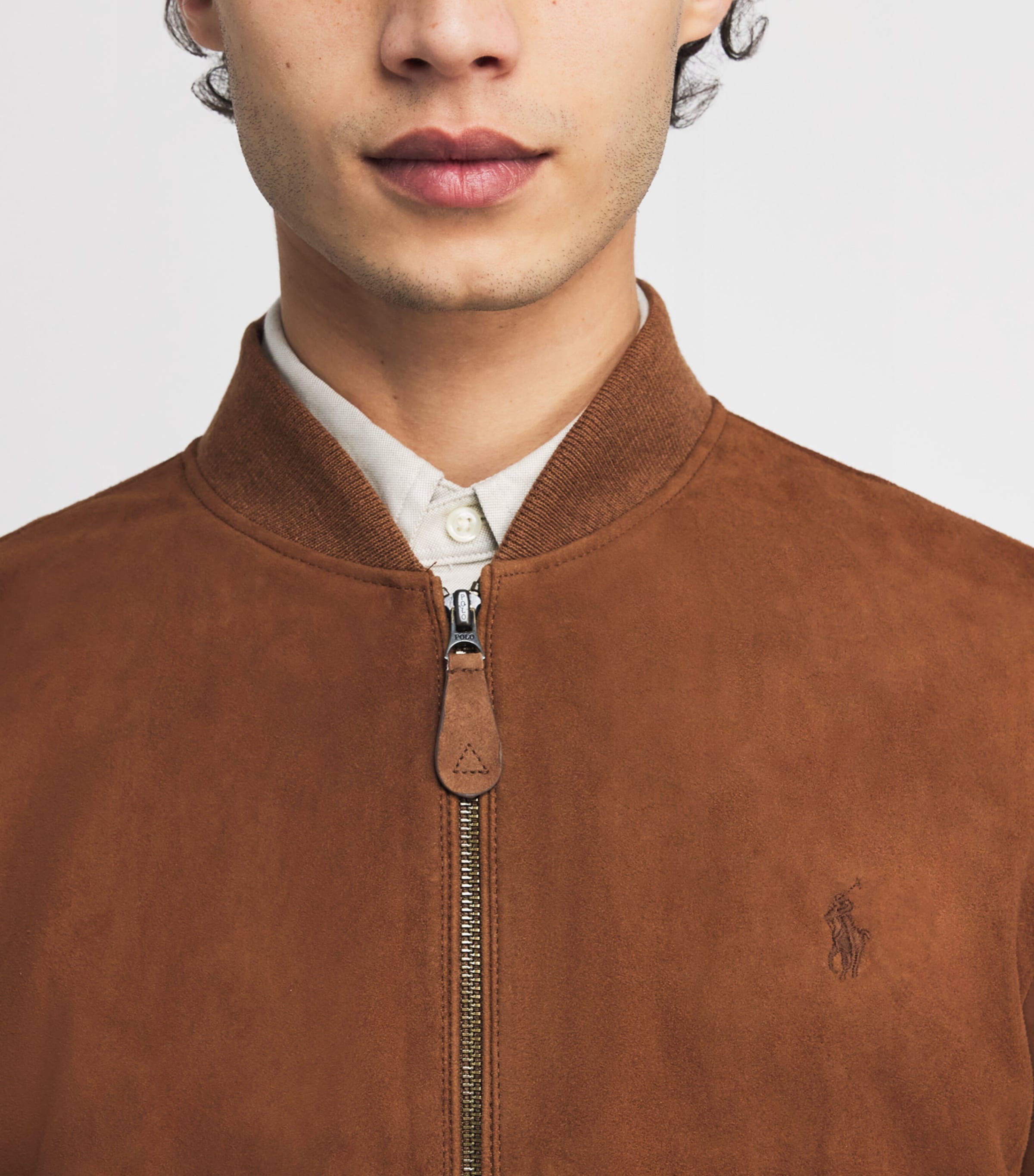 Suede Logo Bomber Jacket COUNTRY BROWN Image 6