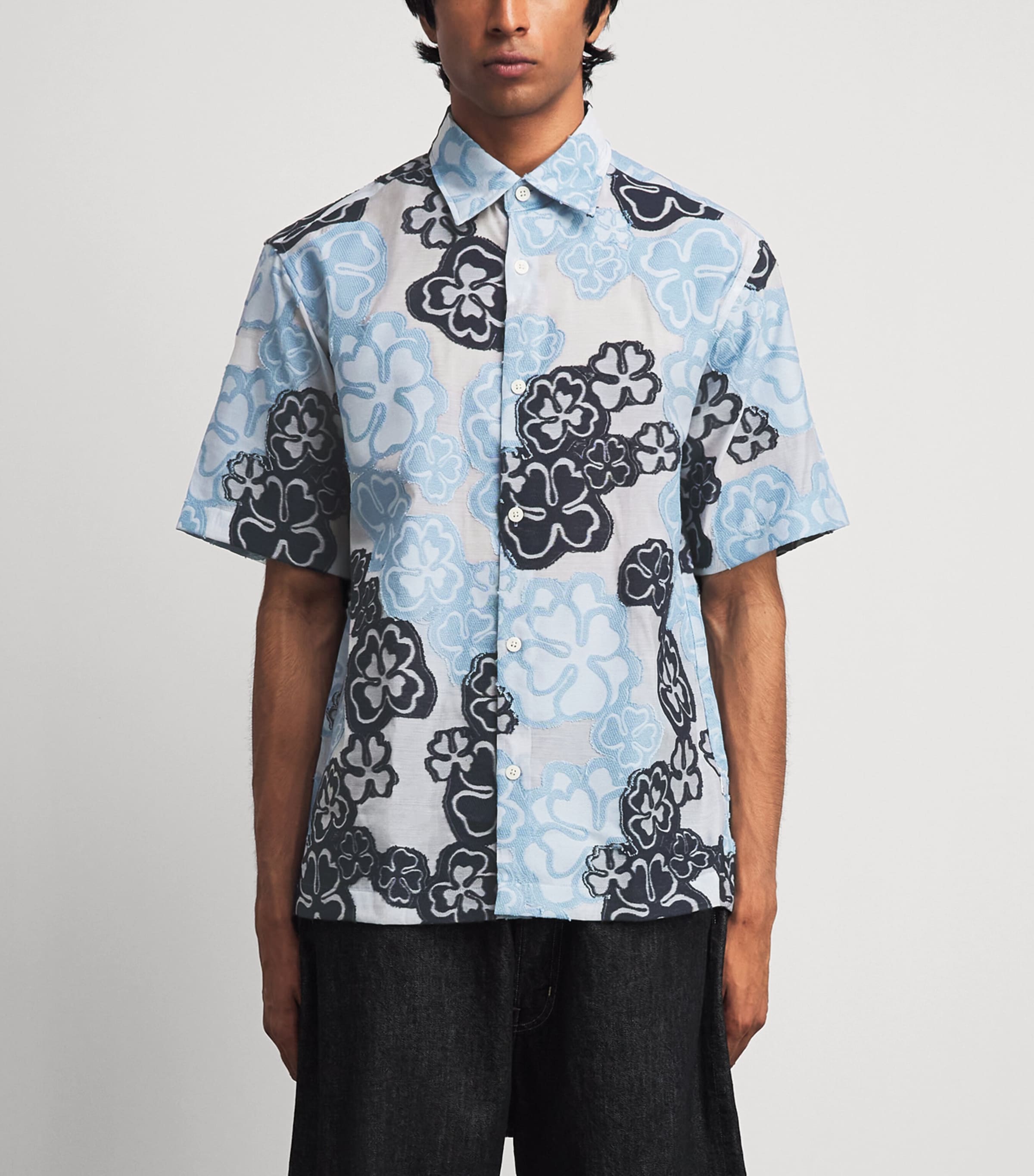 NN.07 Mens Floral Jacquard Freddy Shirt Blue Multi Image 4