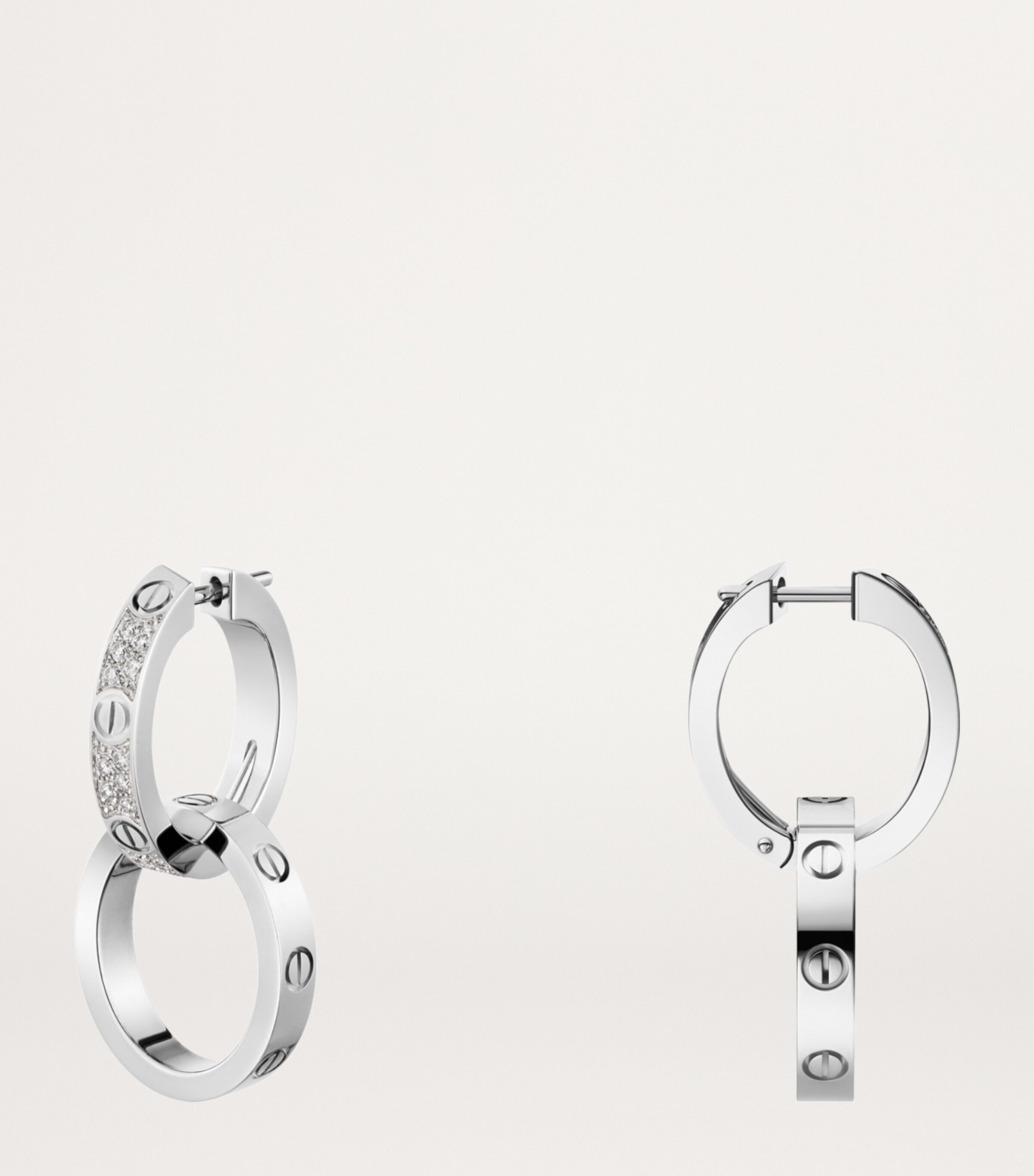 Cartier White Gold and Diamond LOVE Double Hoop Earrings White Gold Image 4