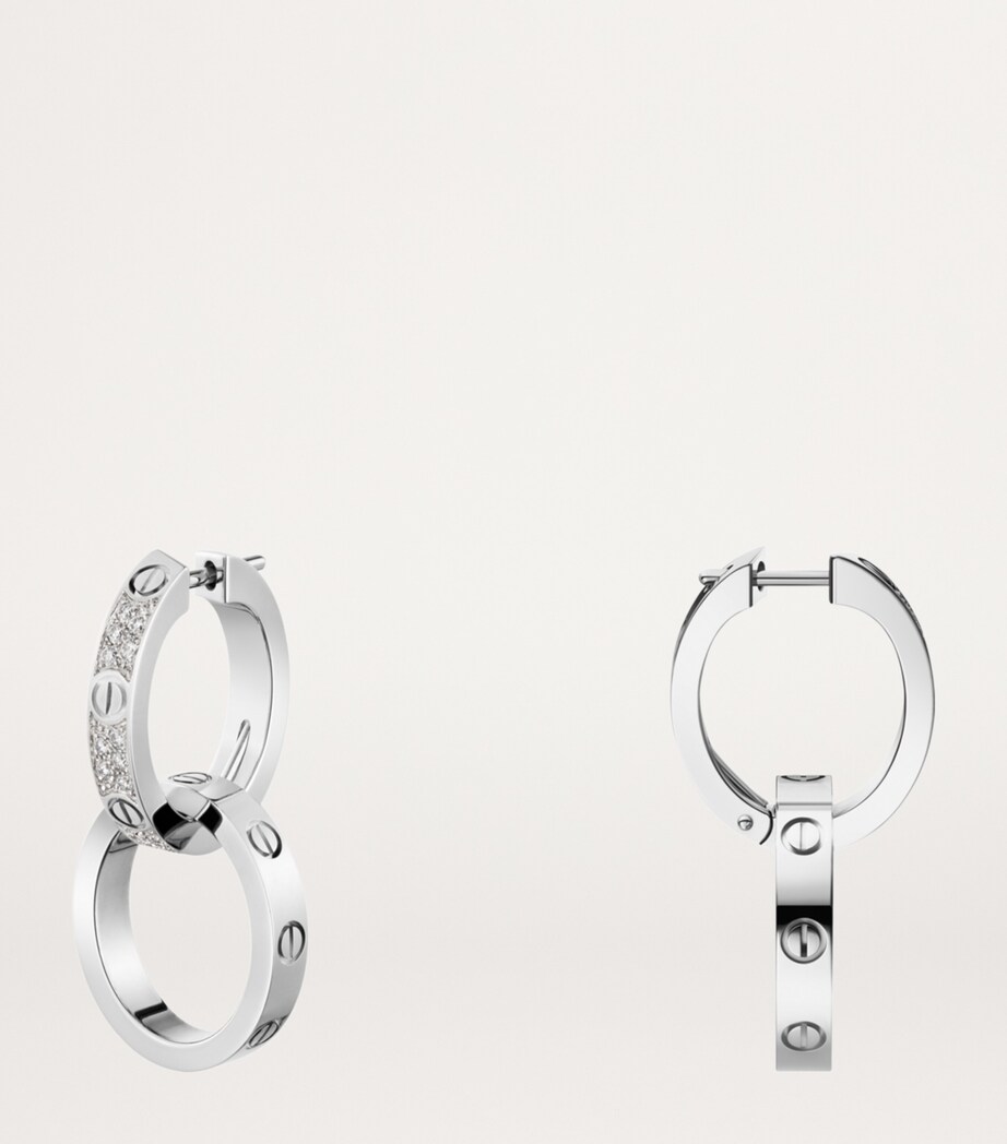 Cartier White Gold and Diamond LOVE Double Hoop Earrings White Gold Image 4