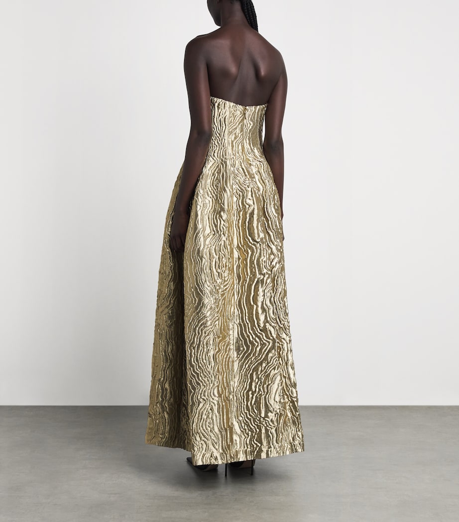 Simkhai Womens Metallic Jacquard Celeste Gown Light Gold Image 4