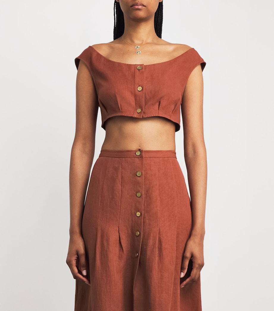 Linen Coin-Detail Tamra Crop Top HARISSA Image 3