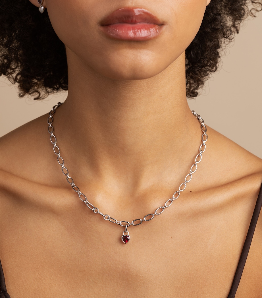 Rhodium-Plated Silver Heart Charm SILVER Image 2